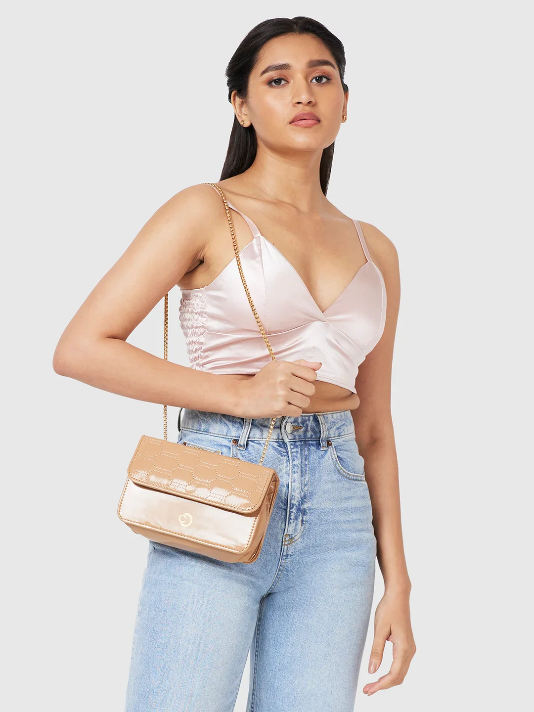 Caprese Kattie Medium Nude Sling Bag - Image 4