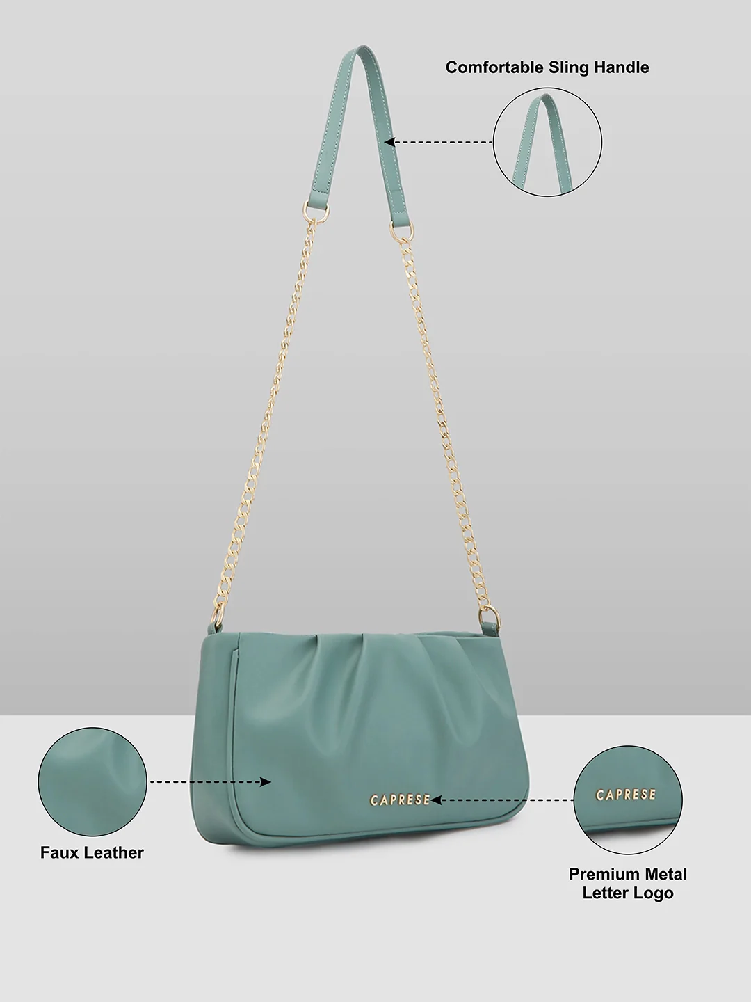 Caprese Kay Small Green Sling Bag - Image 5