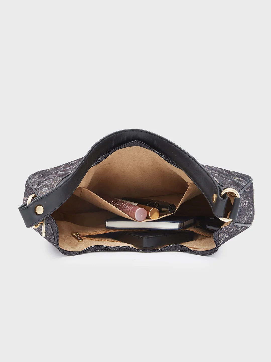 Caprese Kaya Medium Printed Black Hobo Bag - Image 6