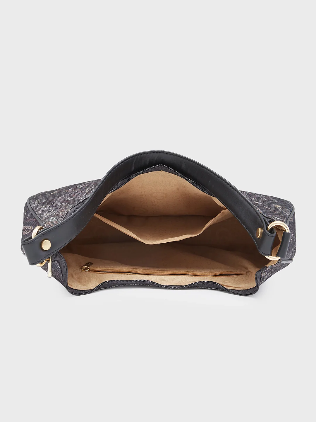 Caprese Kaya Medium Printed Black Hobo Bag - Image 7