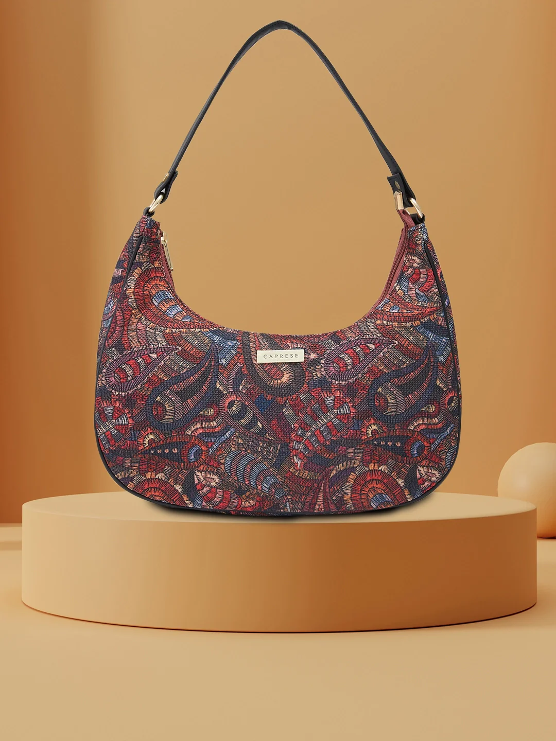 Caprese Kaya Medium Printed Pink Hobo Bag - Image 2
