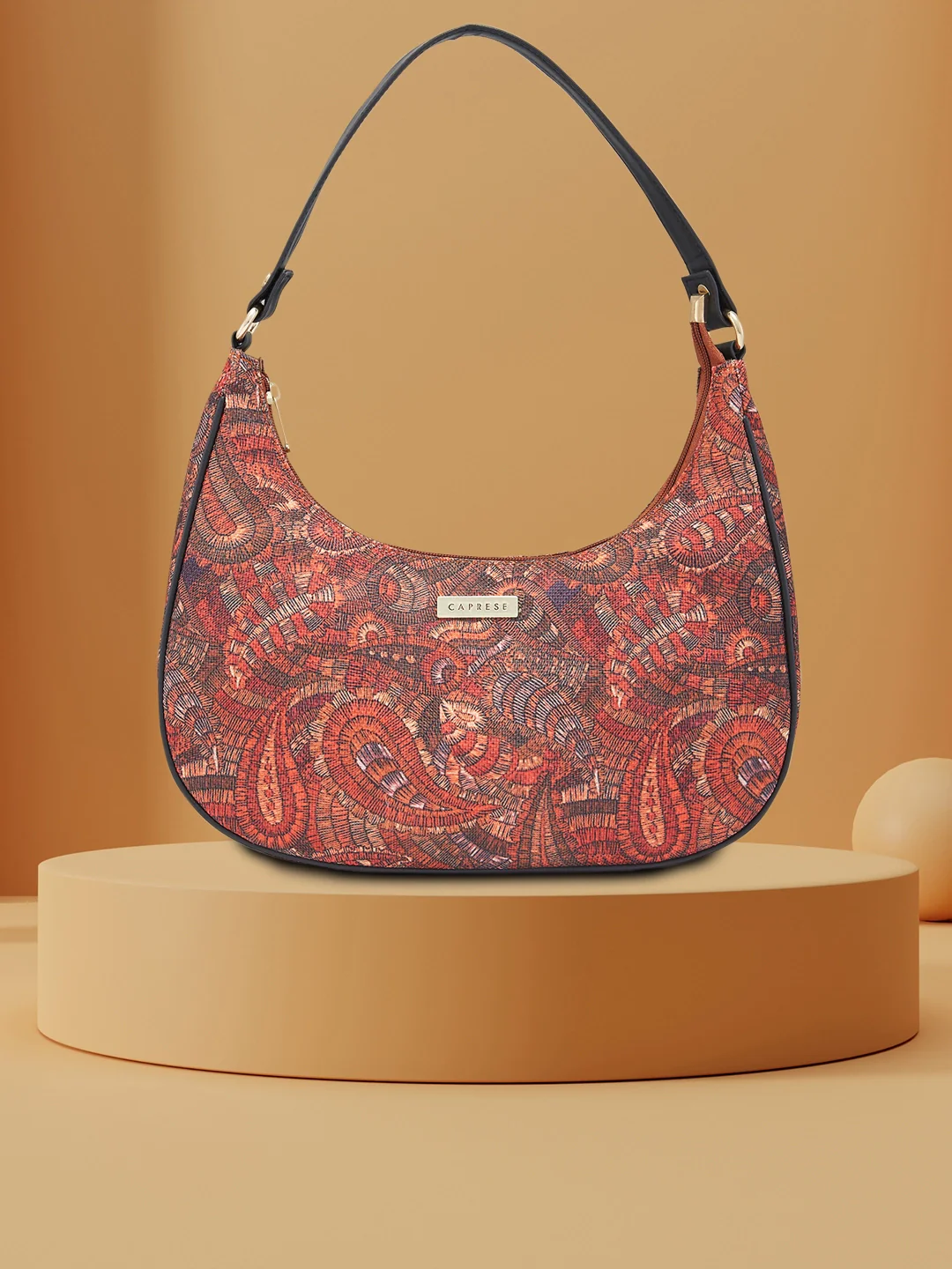 Caprese Kaya Printed Medium Red Hobo Bag