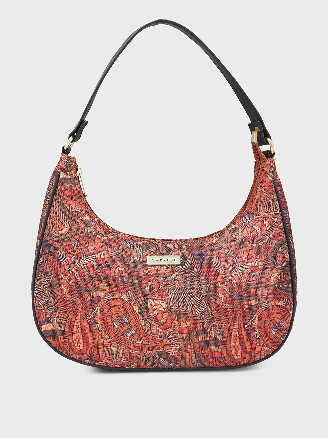 Caprese Kaya Printed Medium Red Hobo Bag - Image 3
