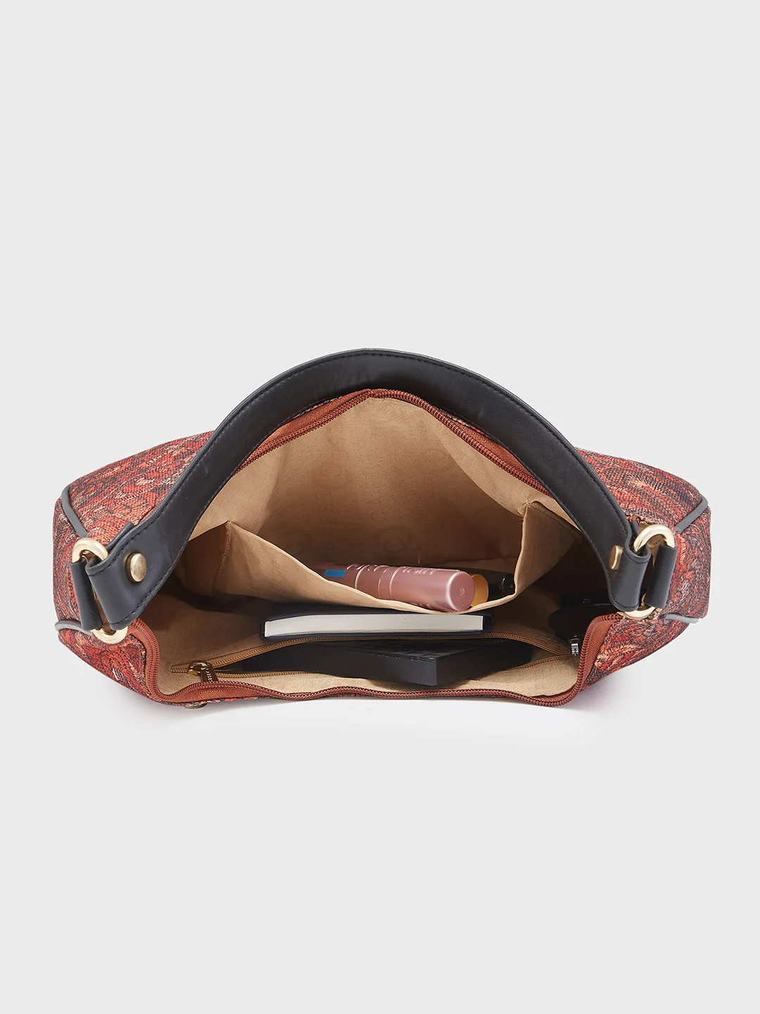 Caprese Kaya Printed Medium Red Hobo Bag - Image 9