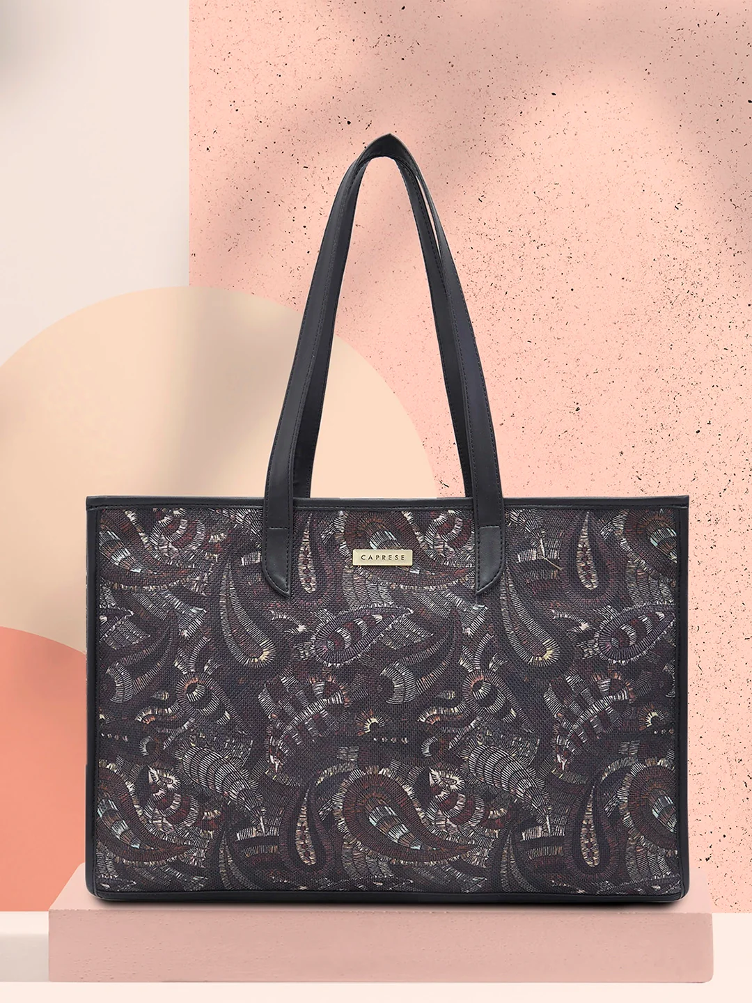 Caprese Kaya Large Printed Black Tote Bag - Image 2