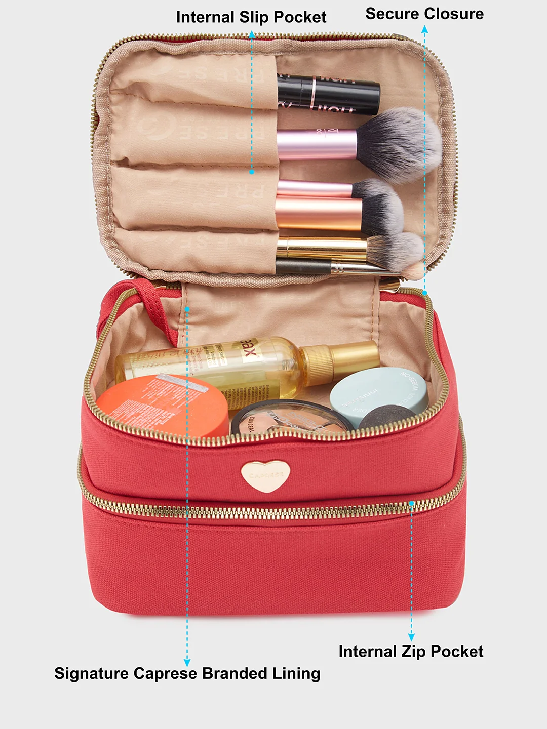 Caprese Keats Large Red Handheld Vanity Bag - Image 8