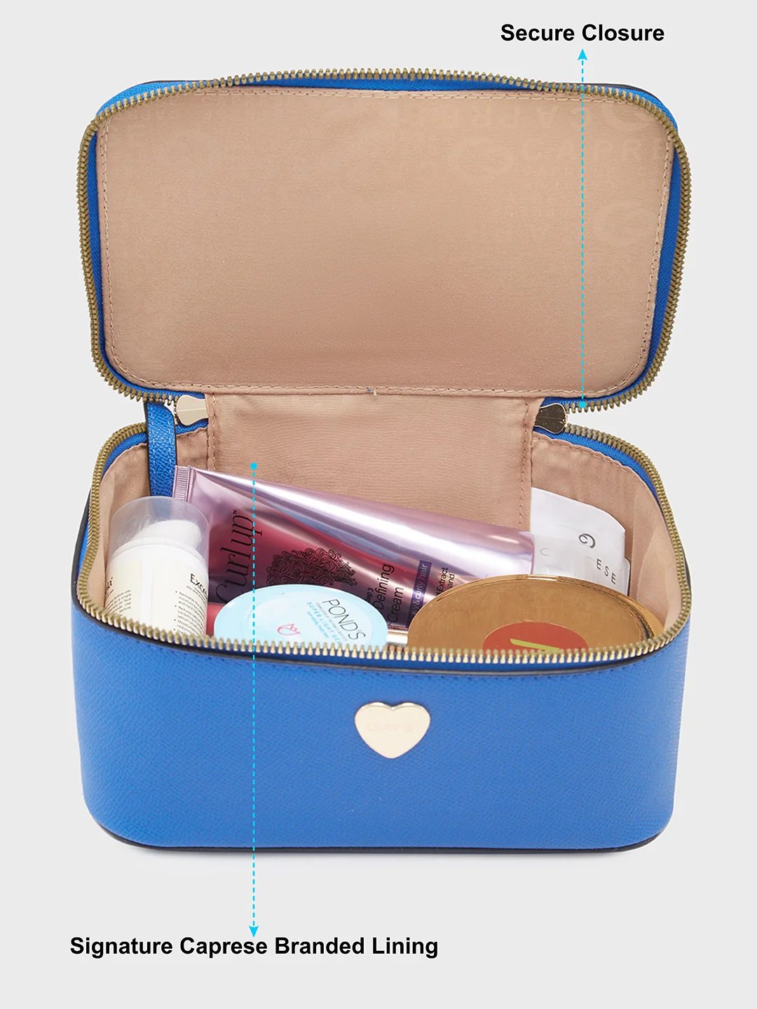 Caprese Keats Medium Royal Blue Handheld Vanity Bag - Image 8