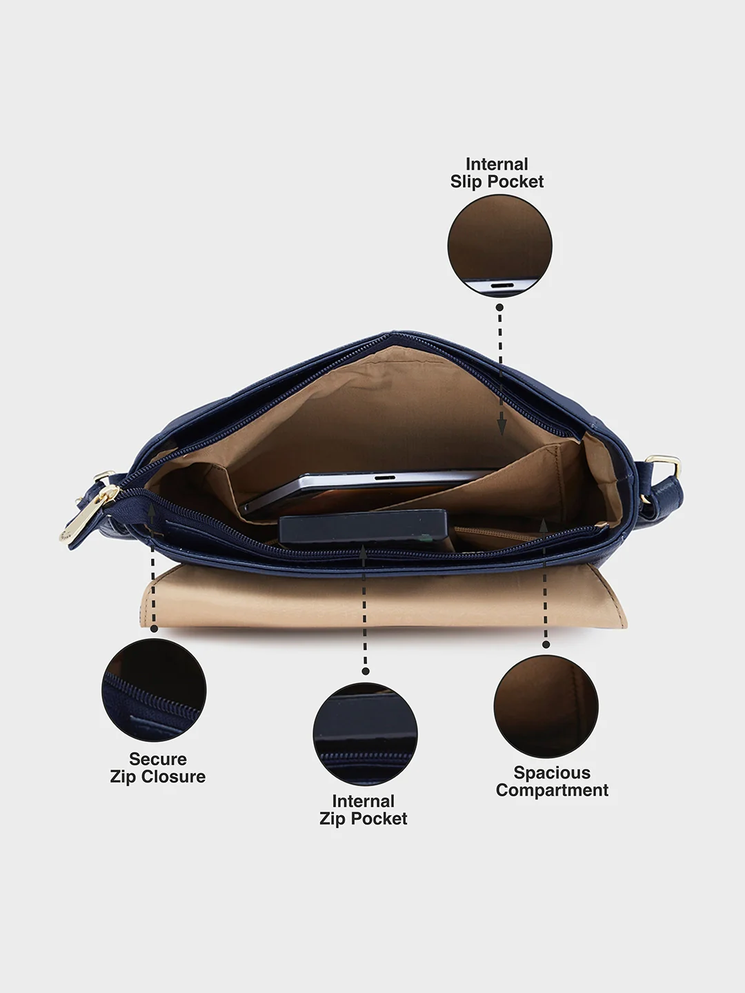 Caprese Kia Small Blue Sling Bag - Image 7