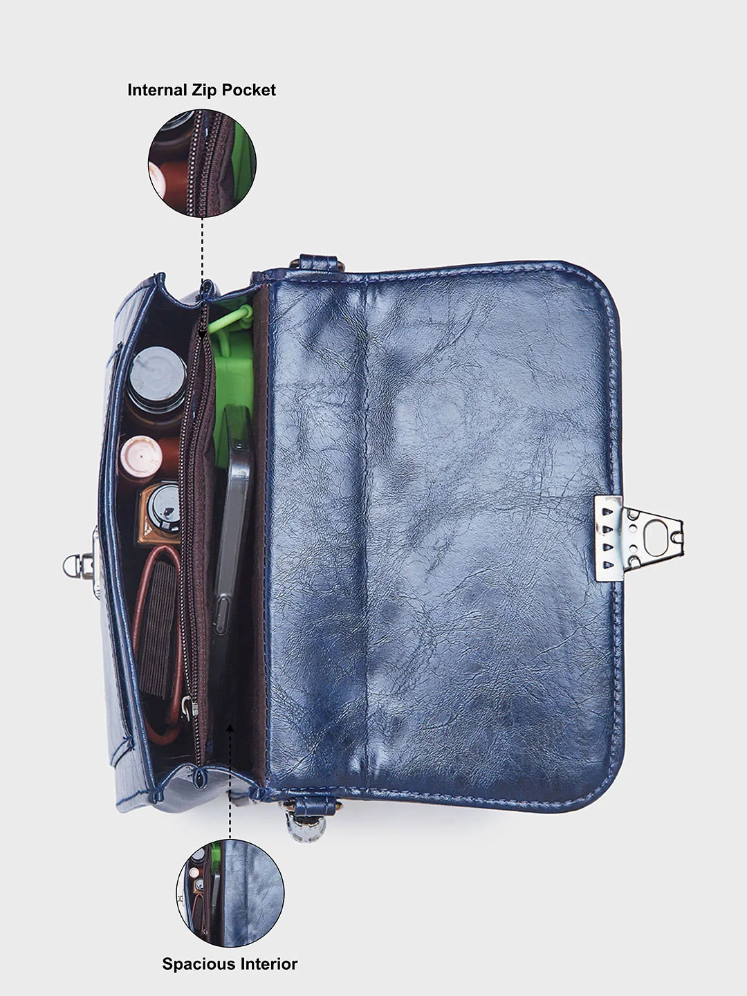 Caprese Kiko Medium Navy Sling Bag - Image 3