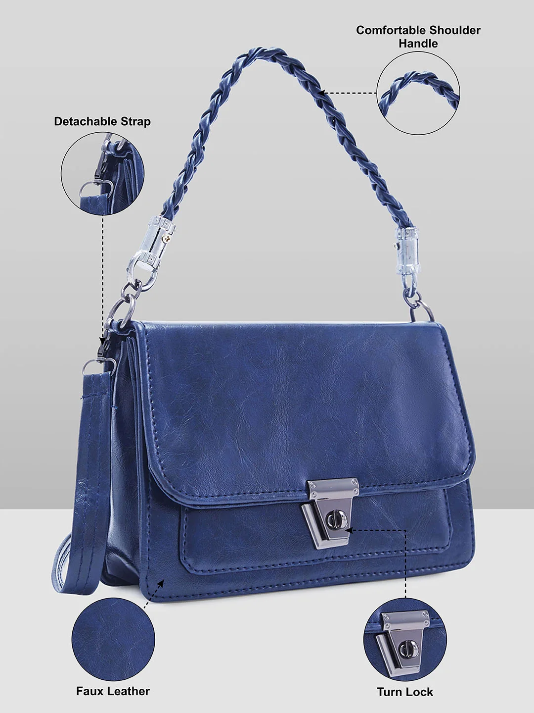 Caprese Kiko Medium Navy Sling Bag - Image 4