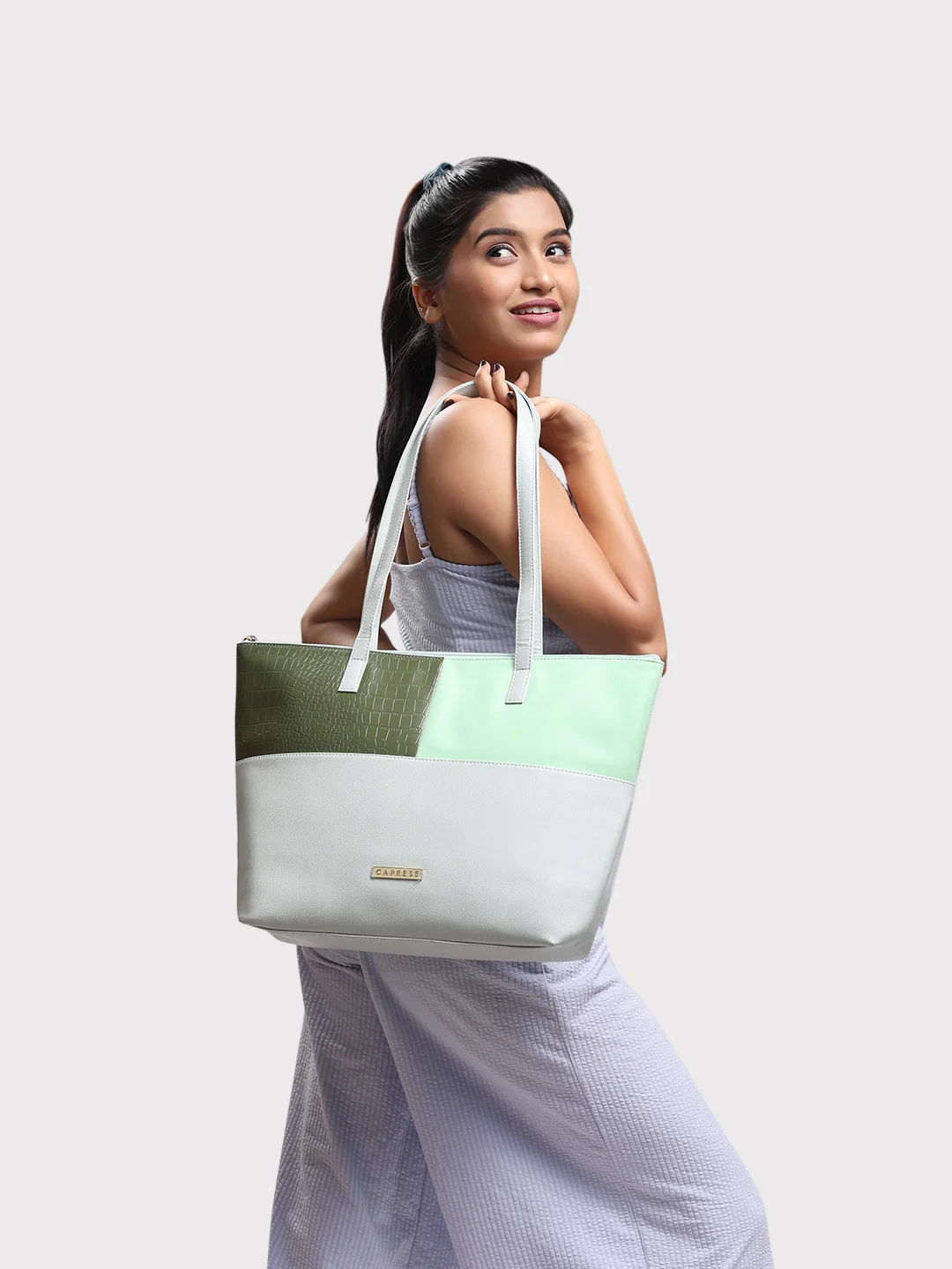 Caprese Kira Large Dull Green Tote Bag Bag - Image 13