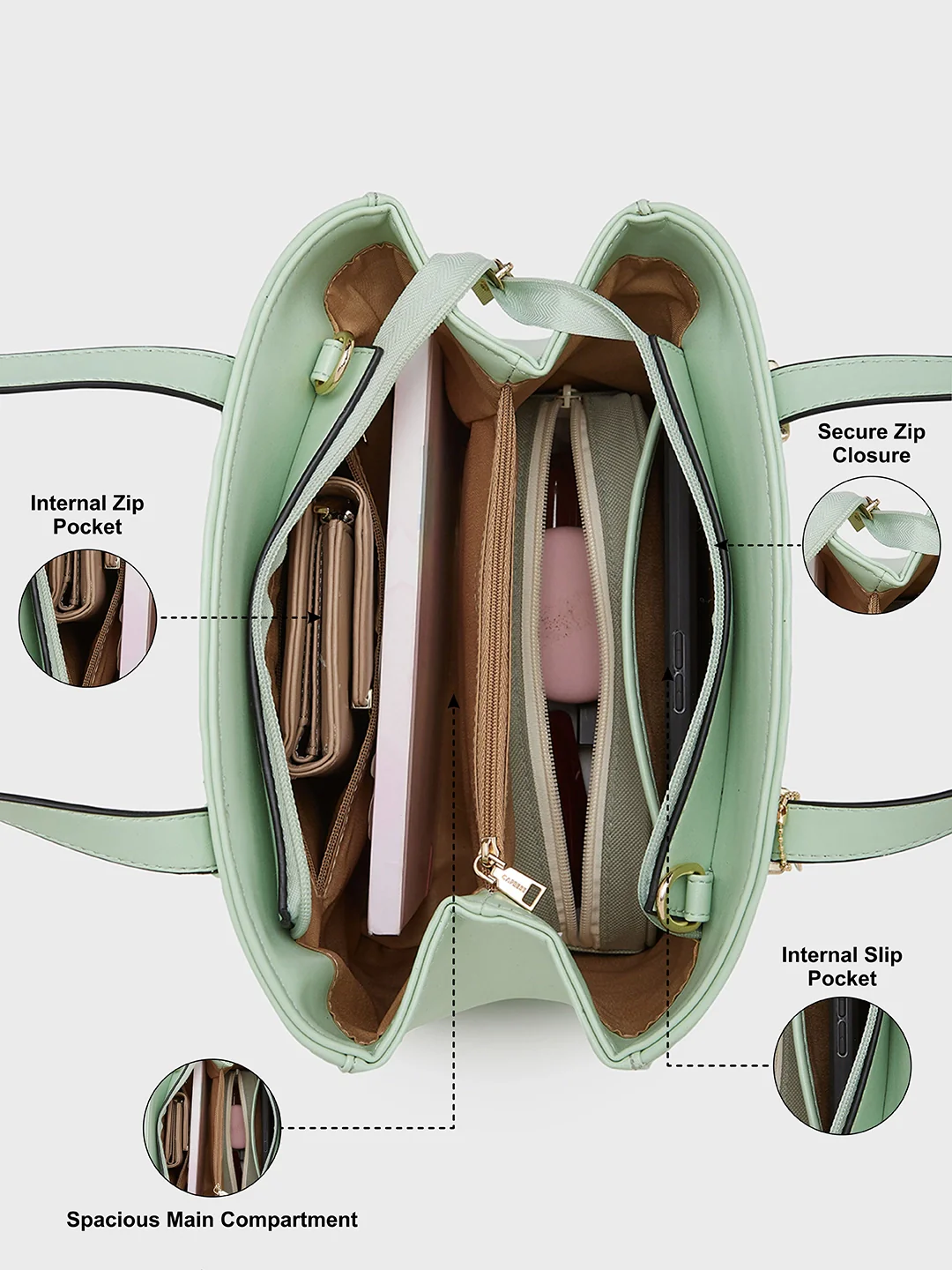 Caprese Kira Small Mint Satchel Bag - Image 4