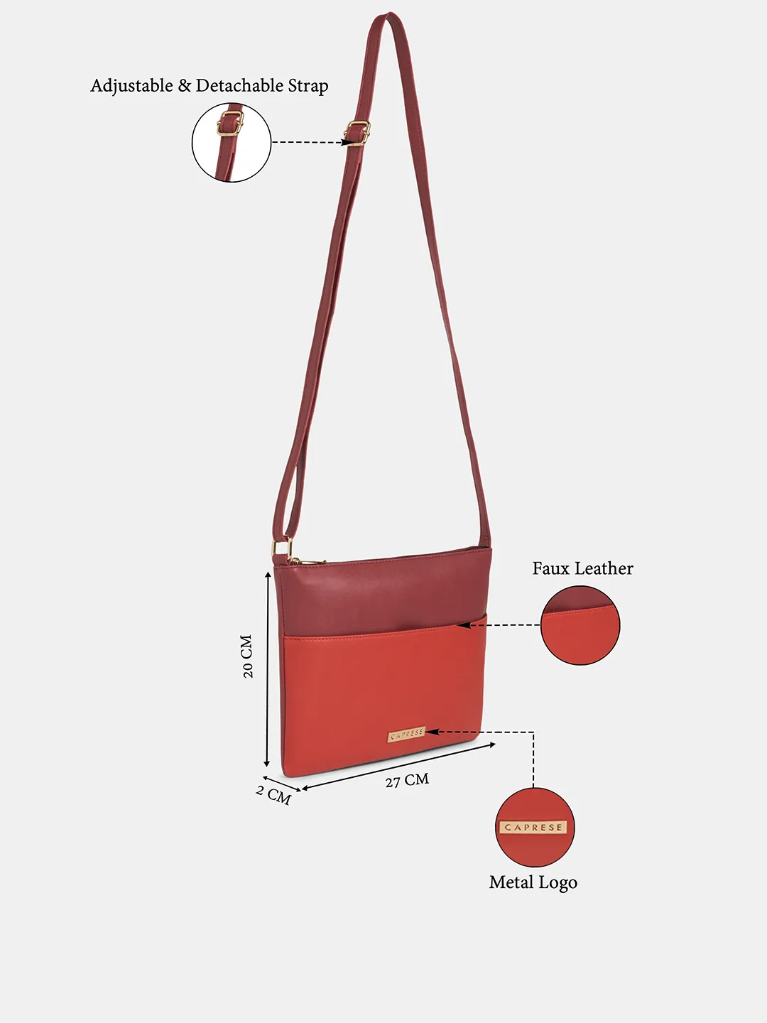 Caprese Kiwi Medium Cherry Red Sling Bag - Image 3