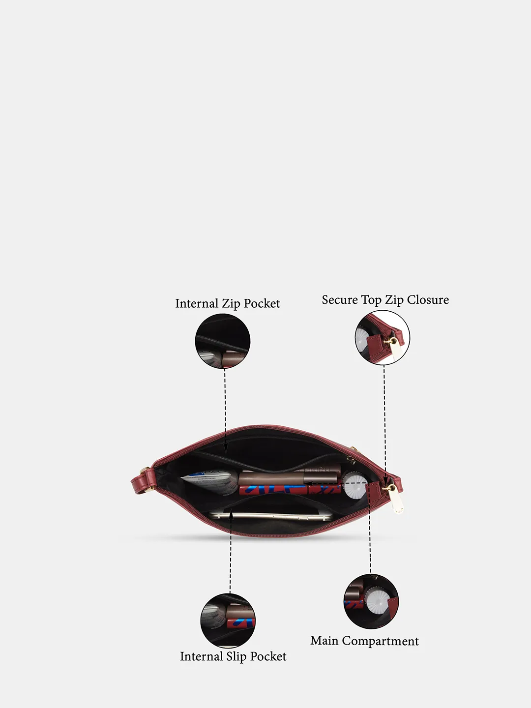 Caprese Kiwi Medium Cherry Red Sling Bag - Image 4