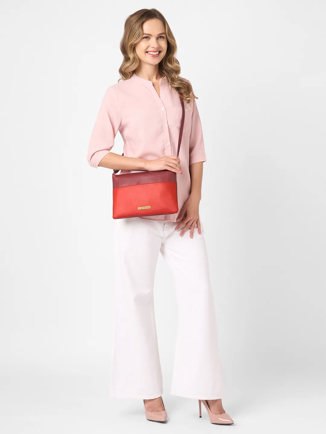 Caprese Kiwi Medium Cherry Red Sling Bag - Image 7