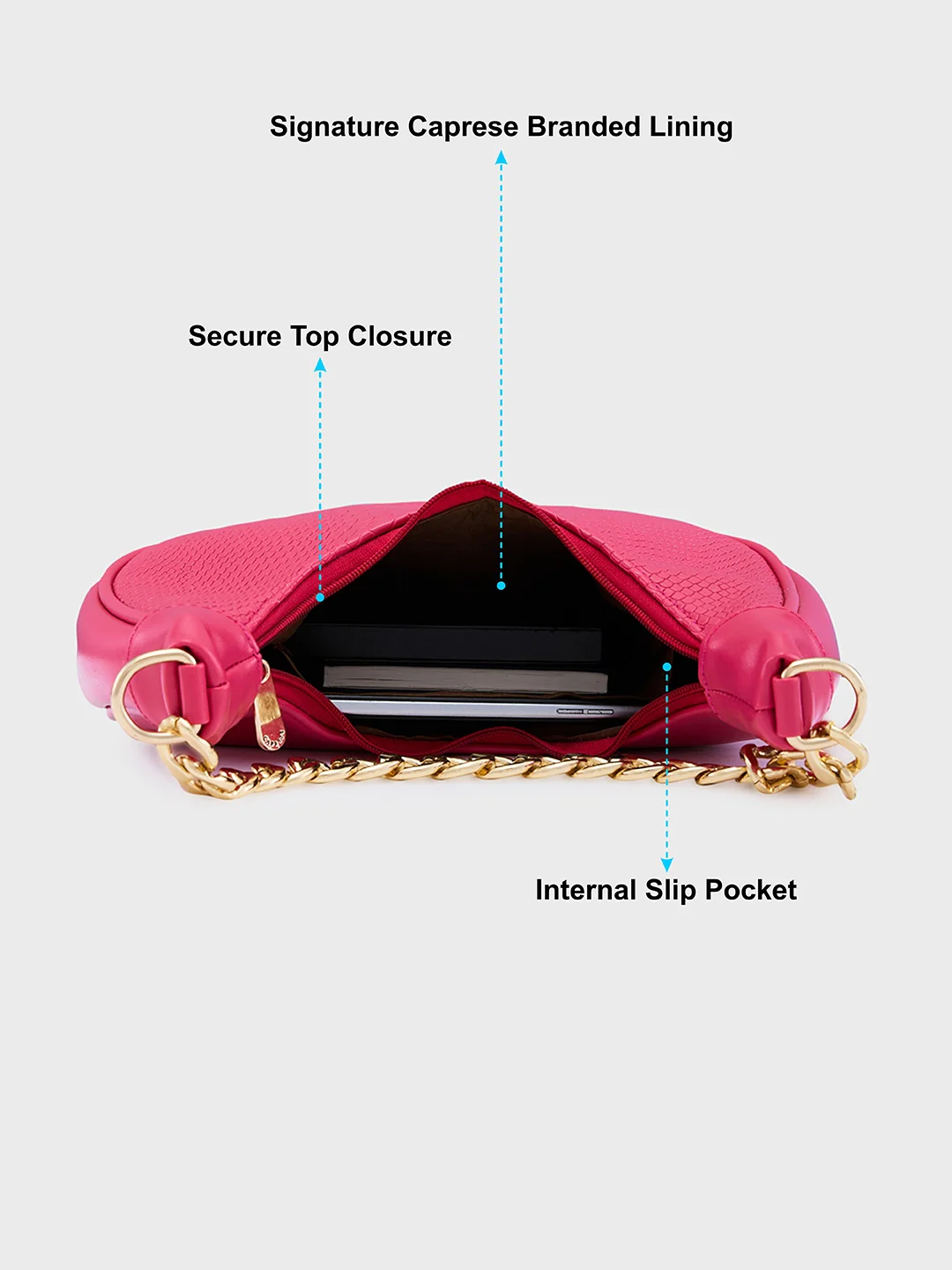 Caprese Kreya Small Fuchsia Hobo Bag - Image 7