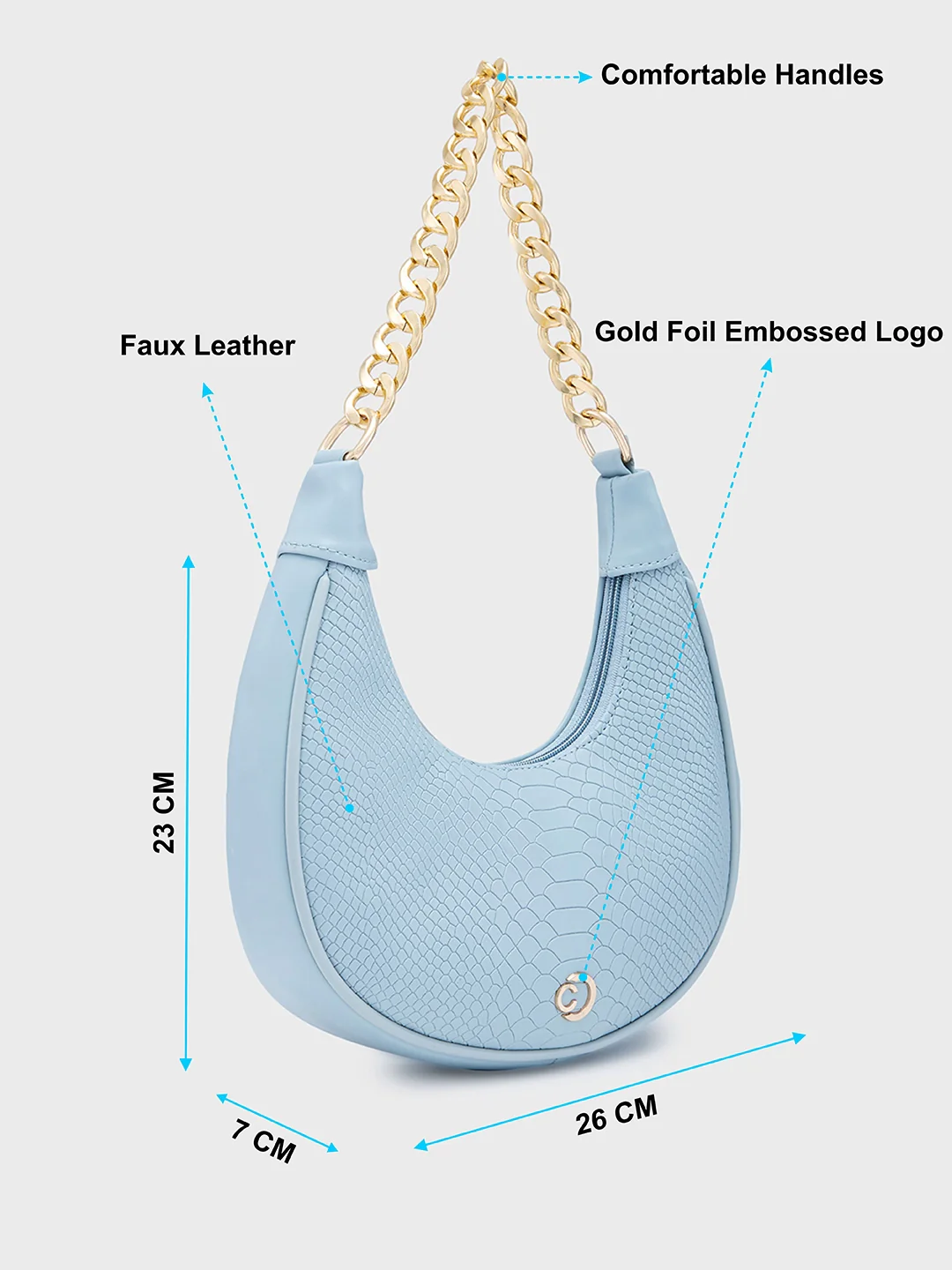 Caprese Kreya Small Soft Blue Hobo Bag - Image 7