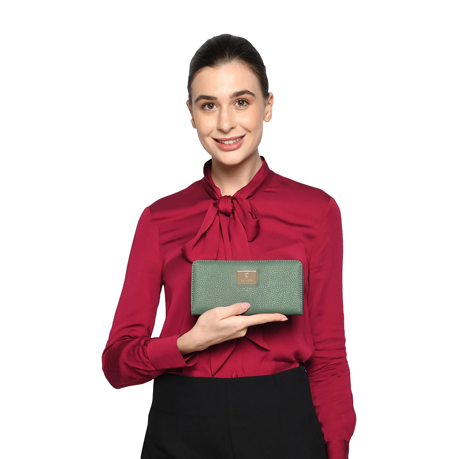 Caprese Kristin Medium Dull Green Fold Wallet - Image 2