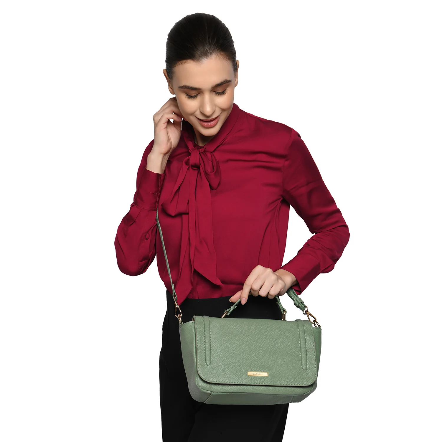 Caprese Kristin Large Green Satchel Bag - Image 2