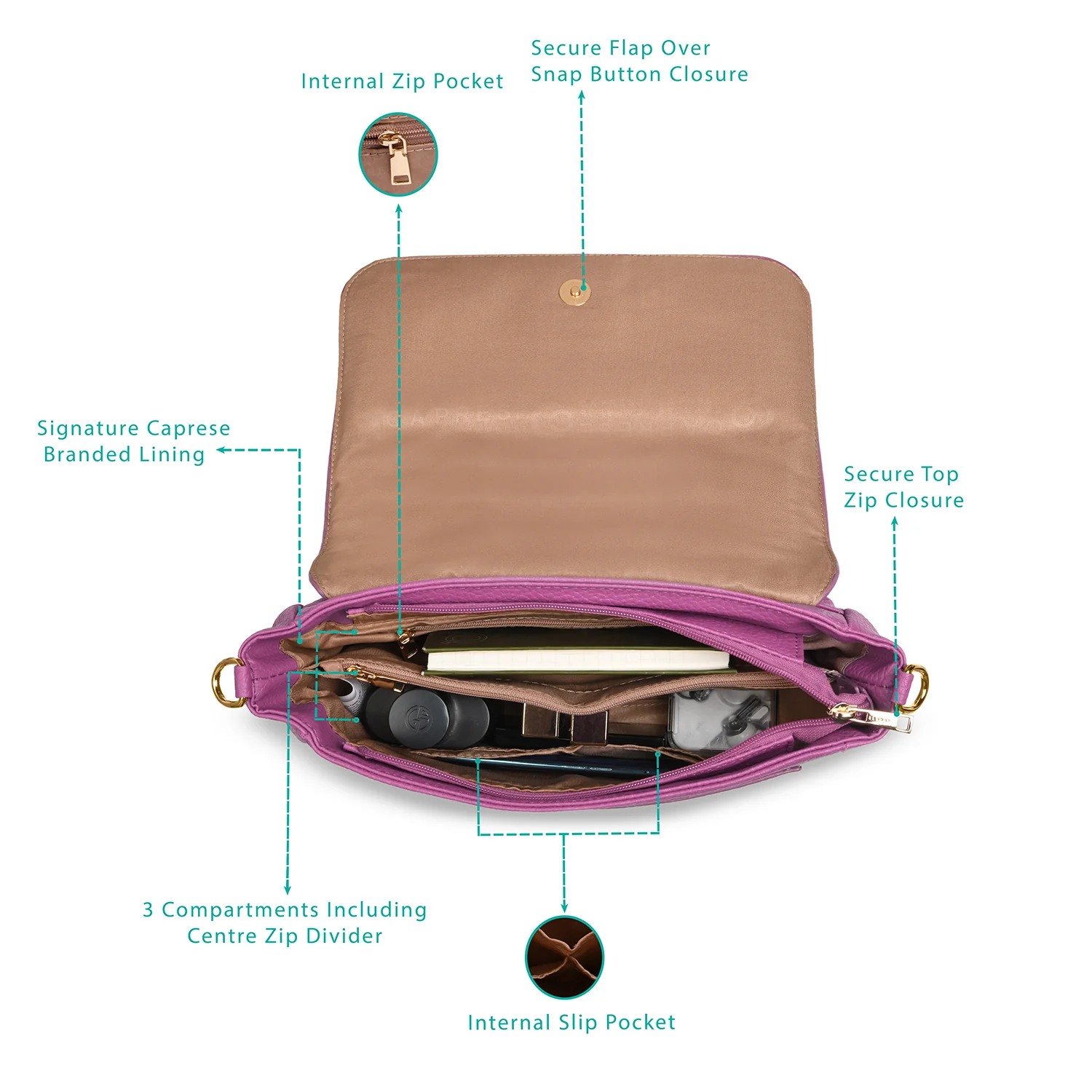 Caprese Kristin Large Pink Satchel Bag - Image 5
