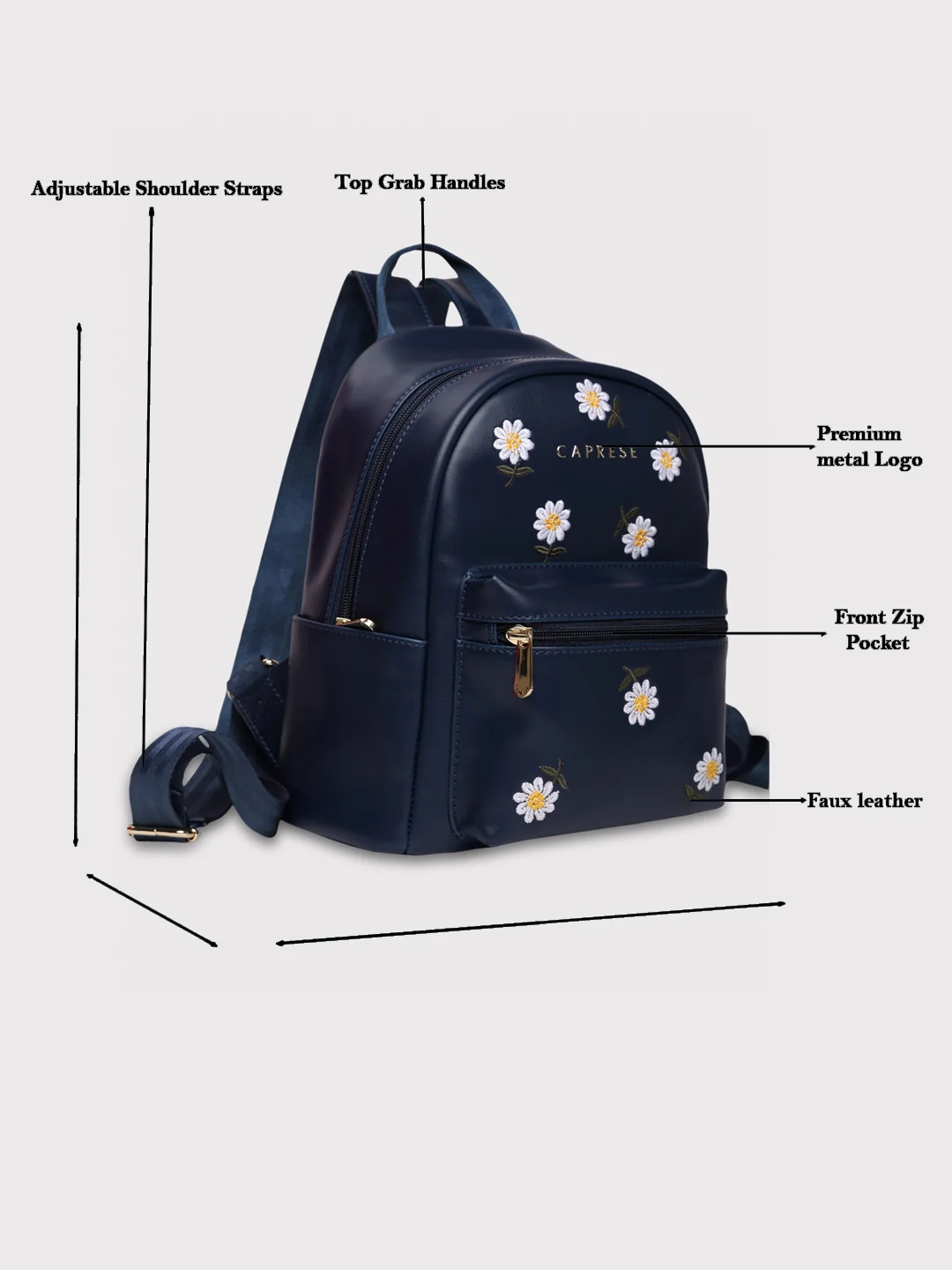 Caprese Kyle Small Navy Backpack - Image 6