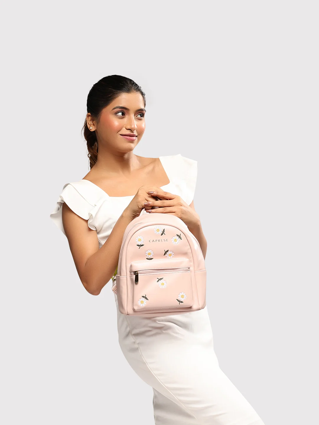 Caprese Kyle Small Soft Pink Backpack - Image 10