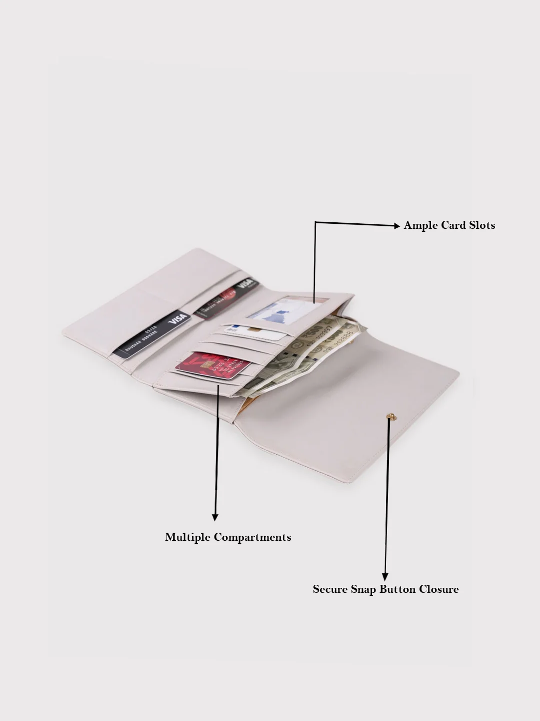 Caprese Kyle Medium Light Grey Flapover Wallet - Image 9