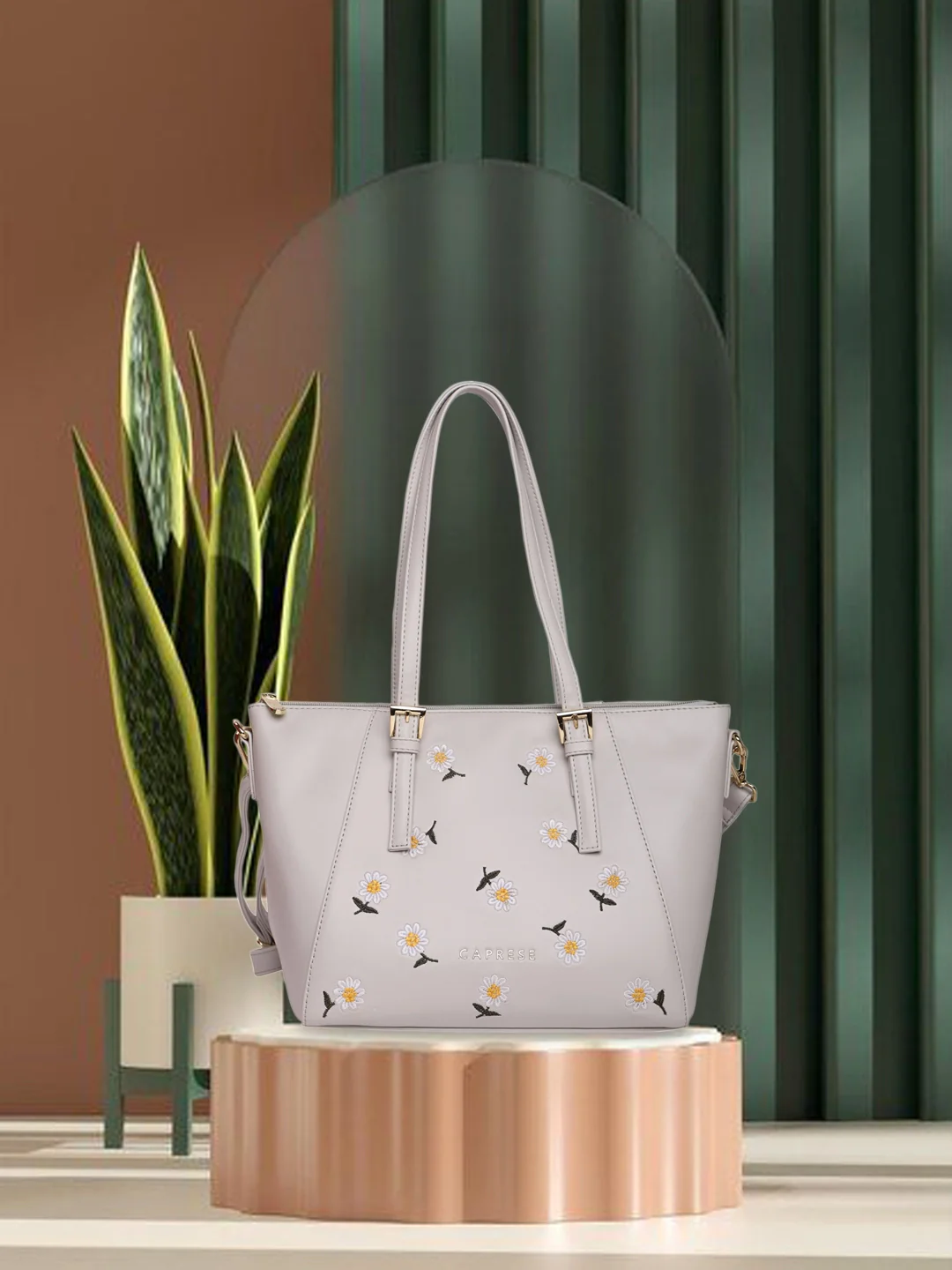 Caprese Kyle Medium Light Grey Satchel Bag - Image 2