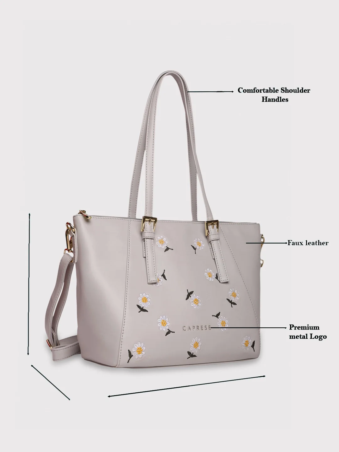 Caprese Kyle Medium Light Grey Satchel Bag - Image 8