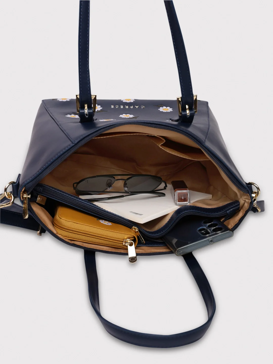 Caprese Kyle Medium Navy Satchel Bag - Image 9