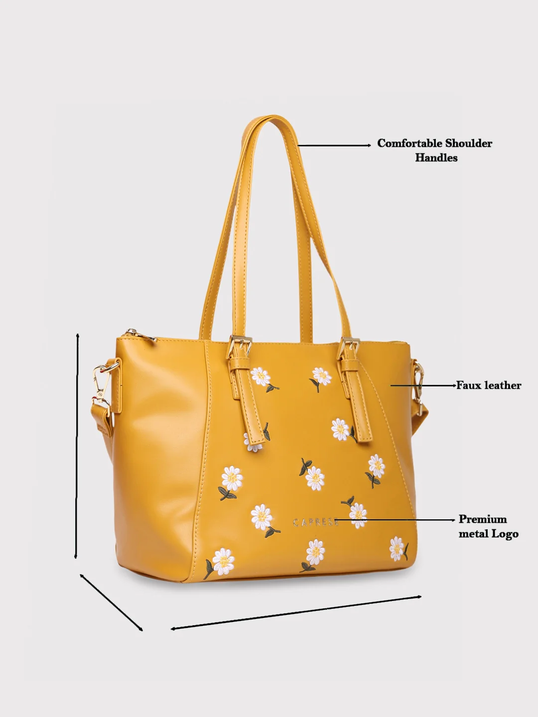 Caprese Kyle Medium Ochre Satchel Bag - Image 6