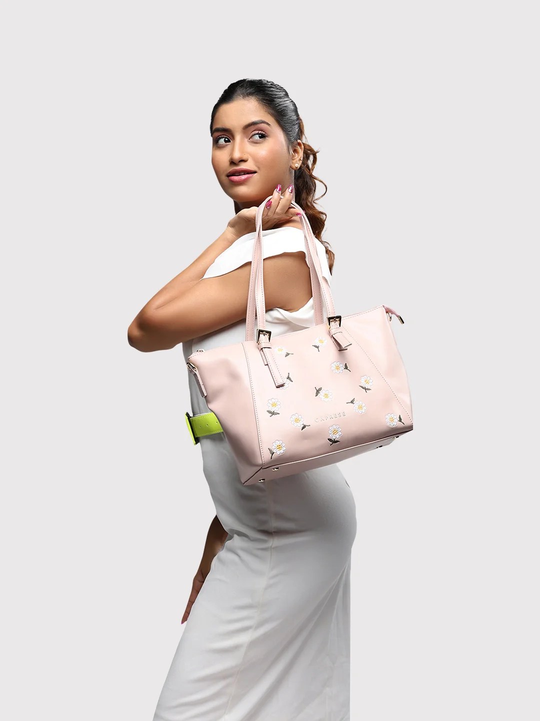 Caprese Kyle Medium Soft Pink Satchel Bag - Image 13
