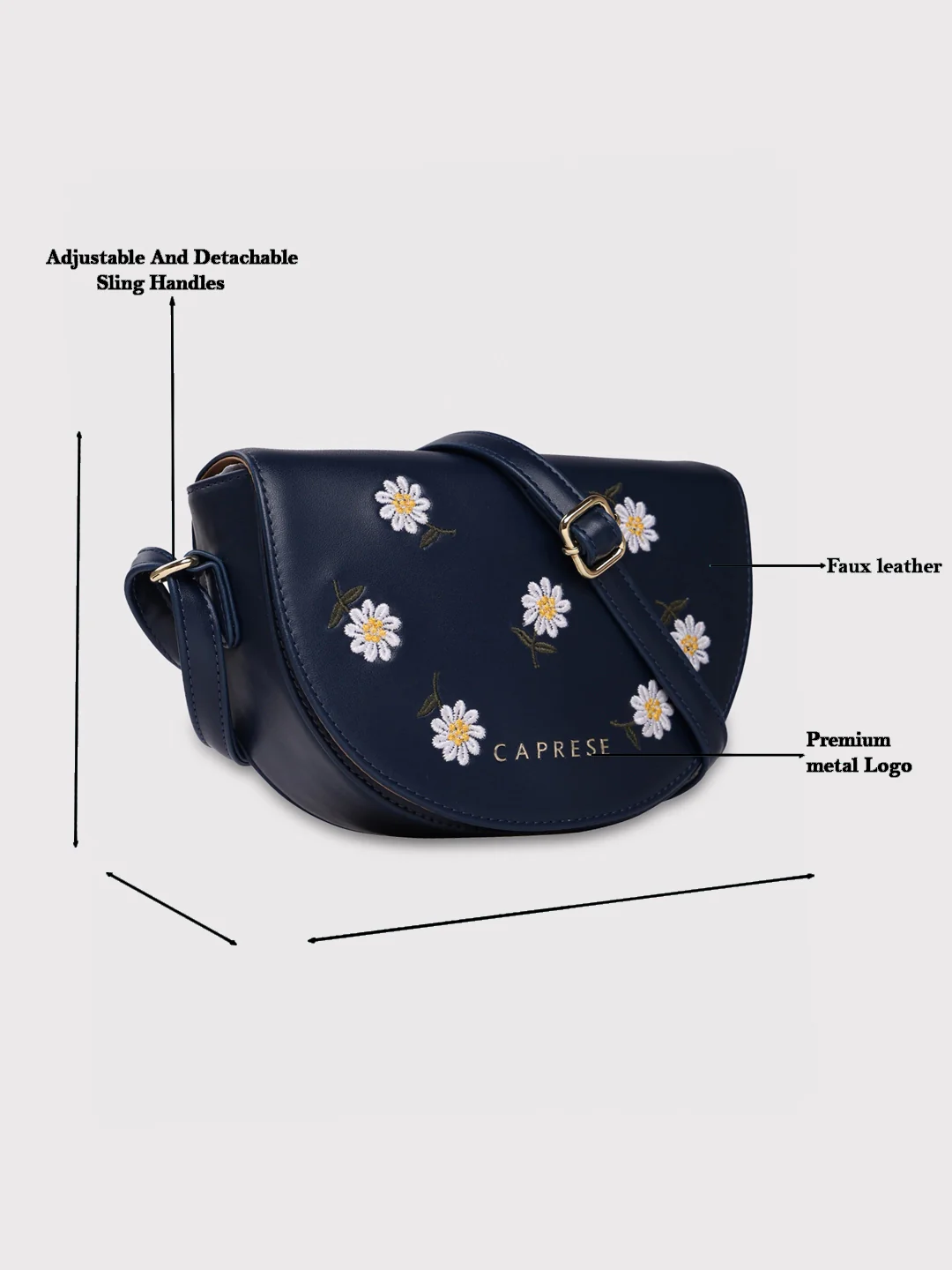 Caprese Kyle Medium Navy Sling Bag - Image 11