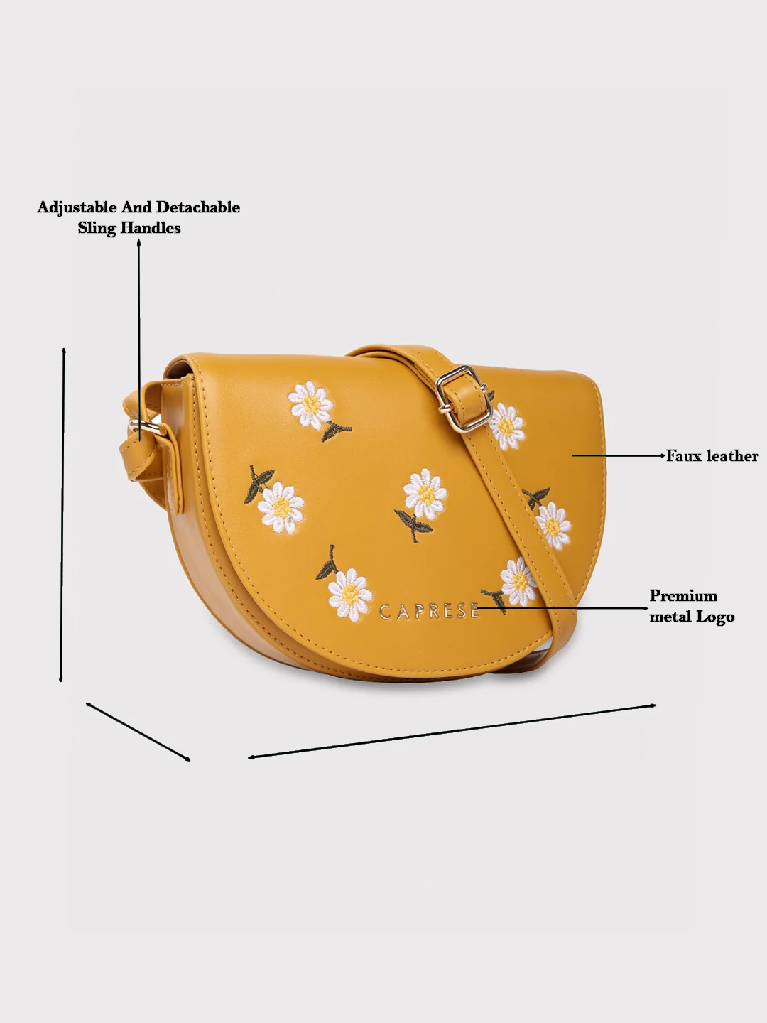 Caprese Kyle Medium Ochre Sling Bag - Image 13
