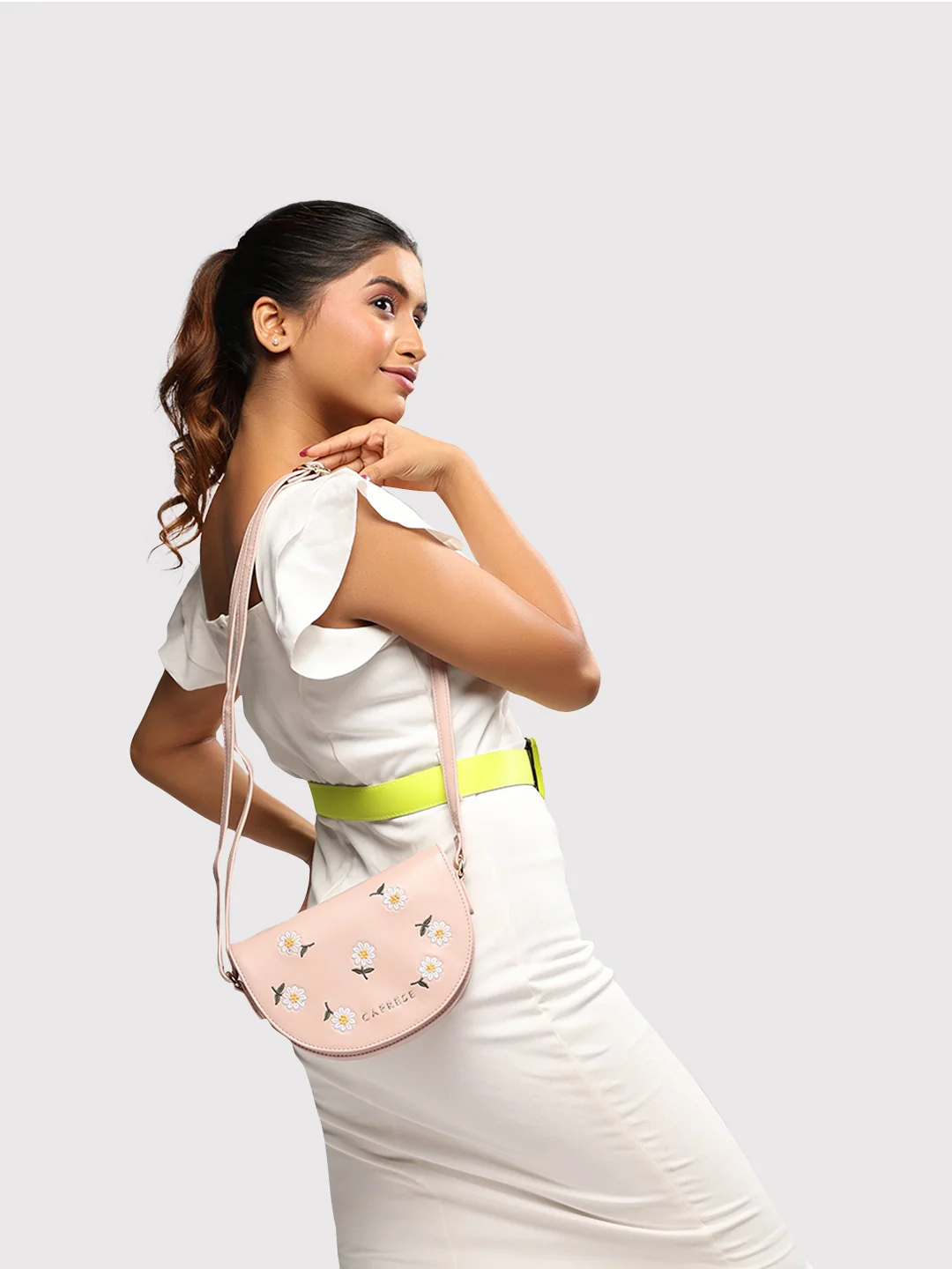 Caprese Kyle Medium Soft Pink Sling Bag - Image 11