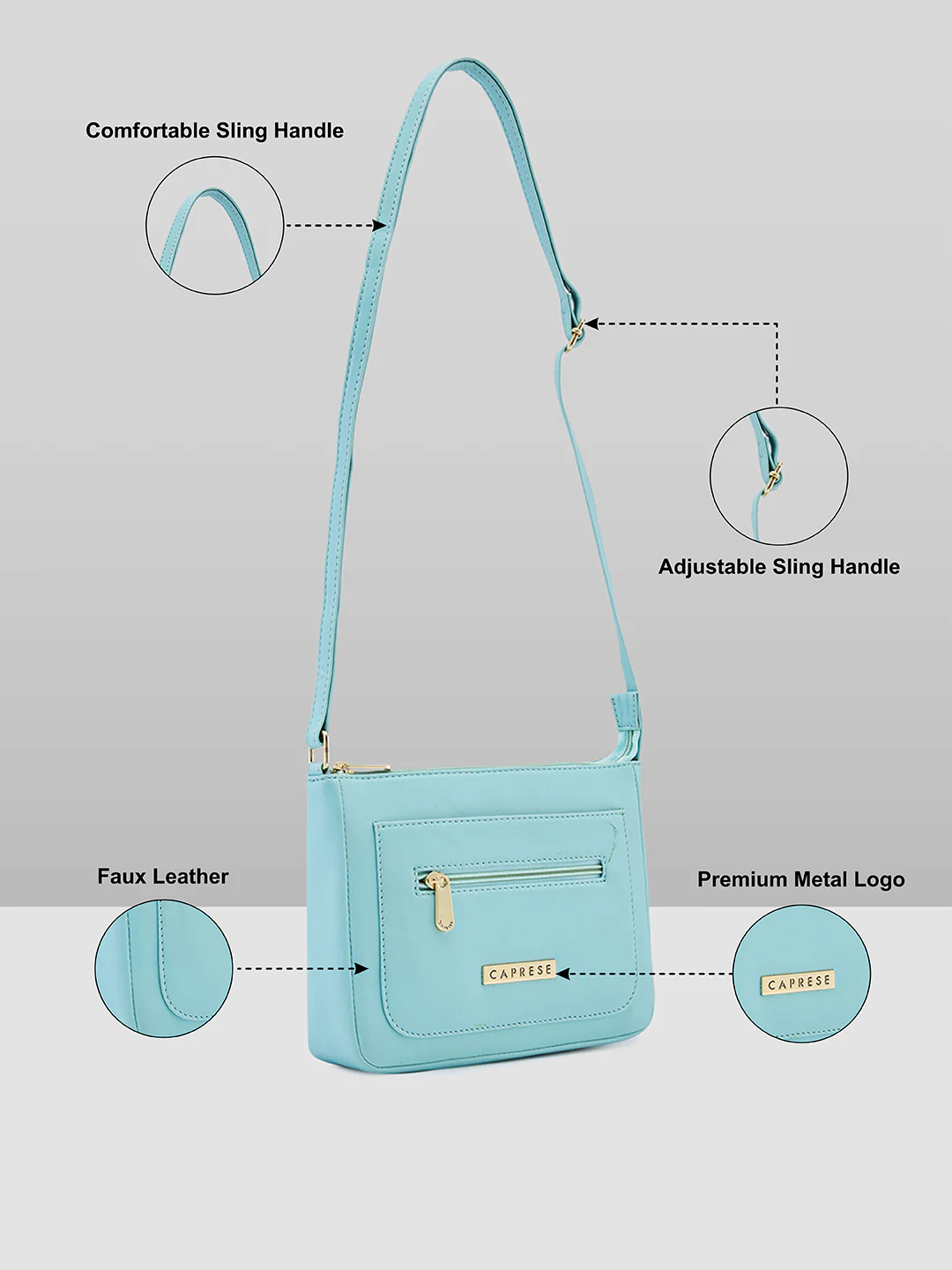 Caprese Lara Medium Mint Sling Bag - Image 5