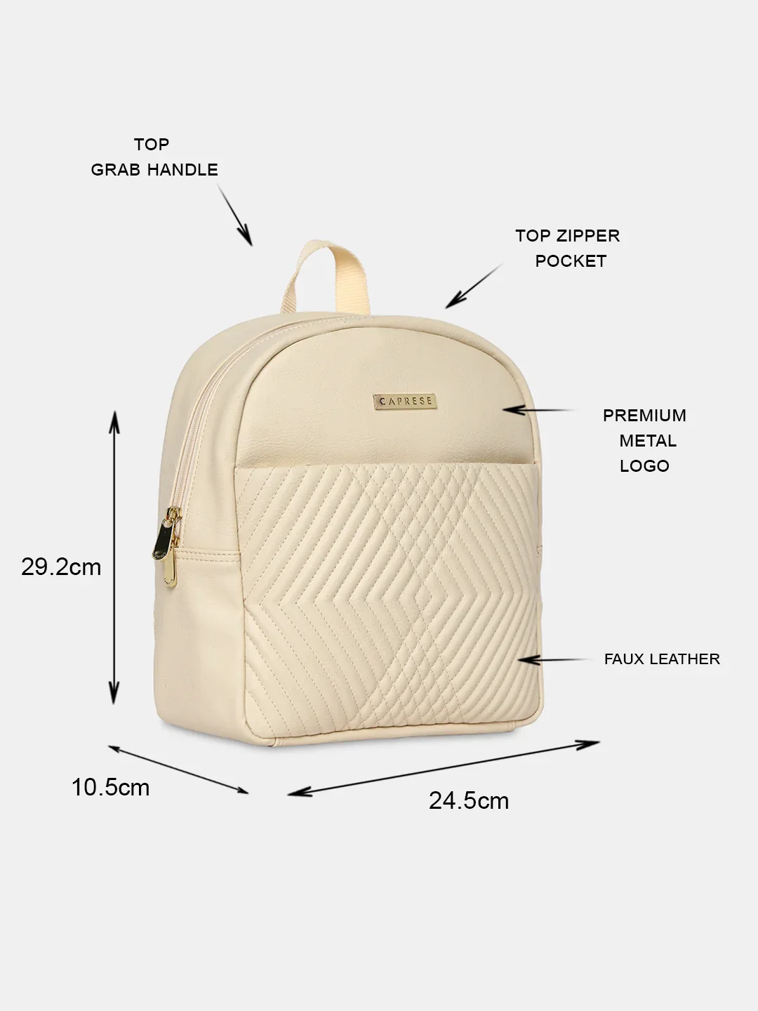 Caprese Leo Medium Cream Backpack - Image 10