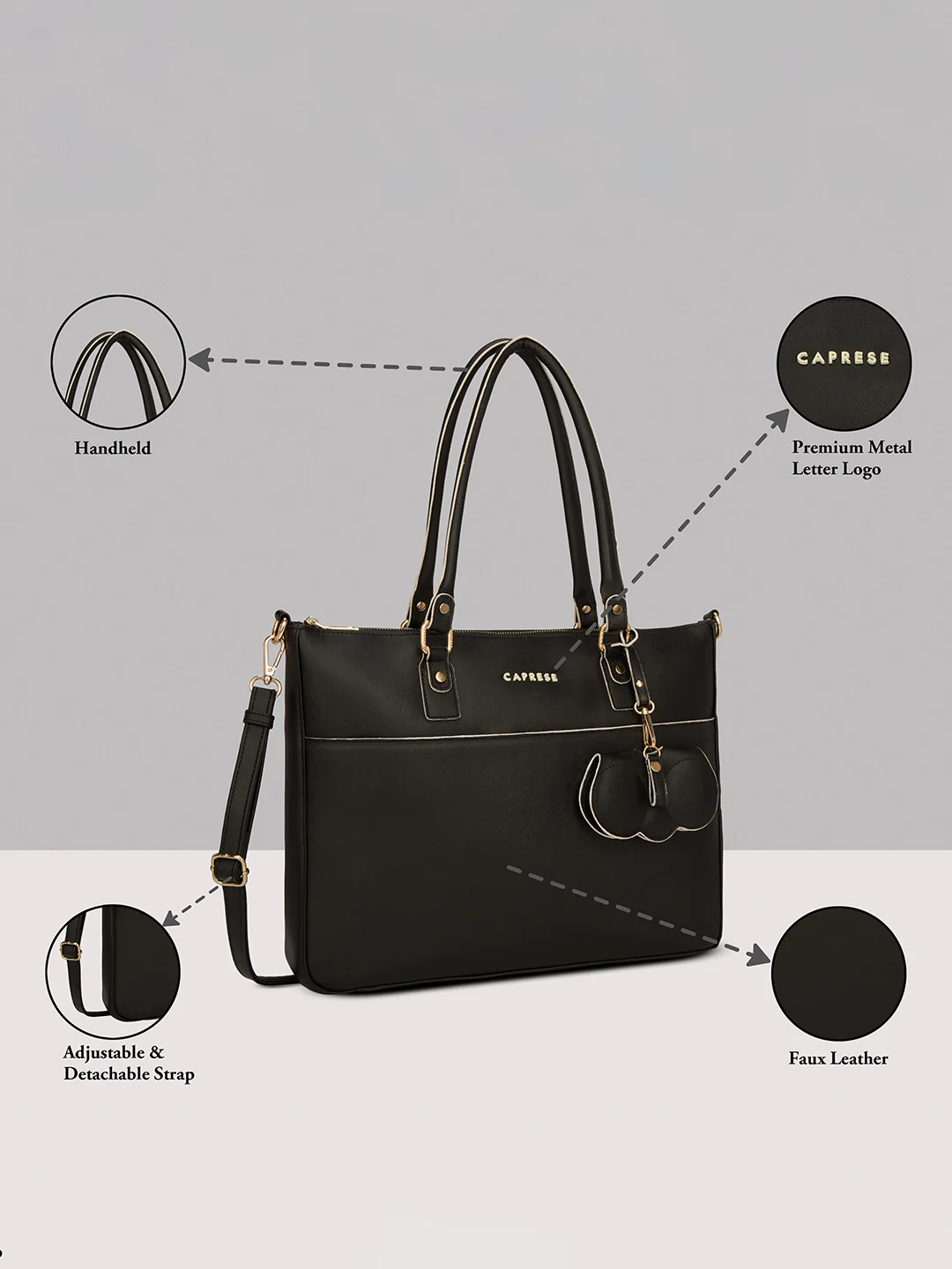 Caprese Lexi Large Black Laptop Bag - Image 16