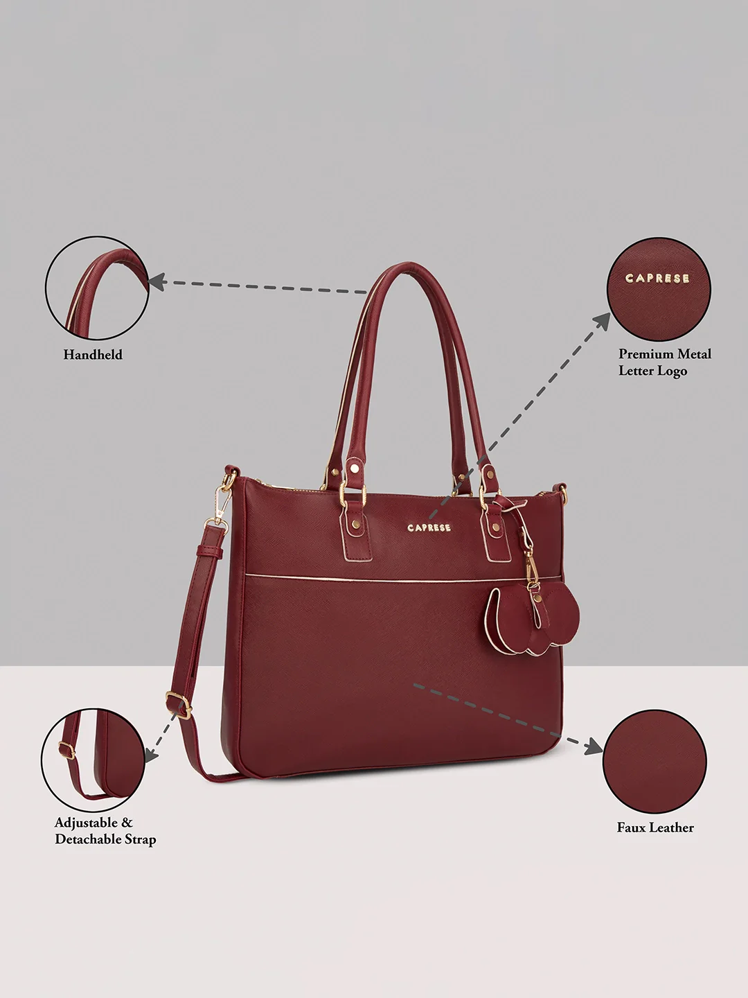 Caprese Lexi Large Cherry Lacquer Laptop Bag - Image 16