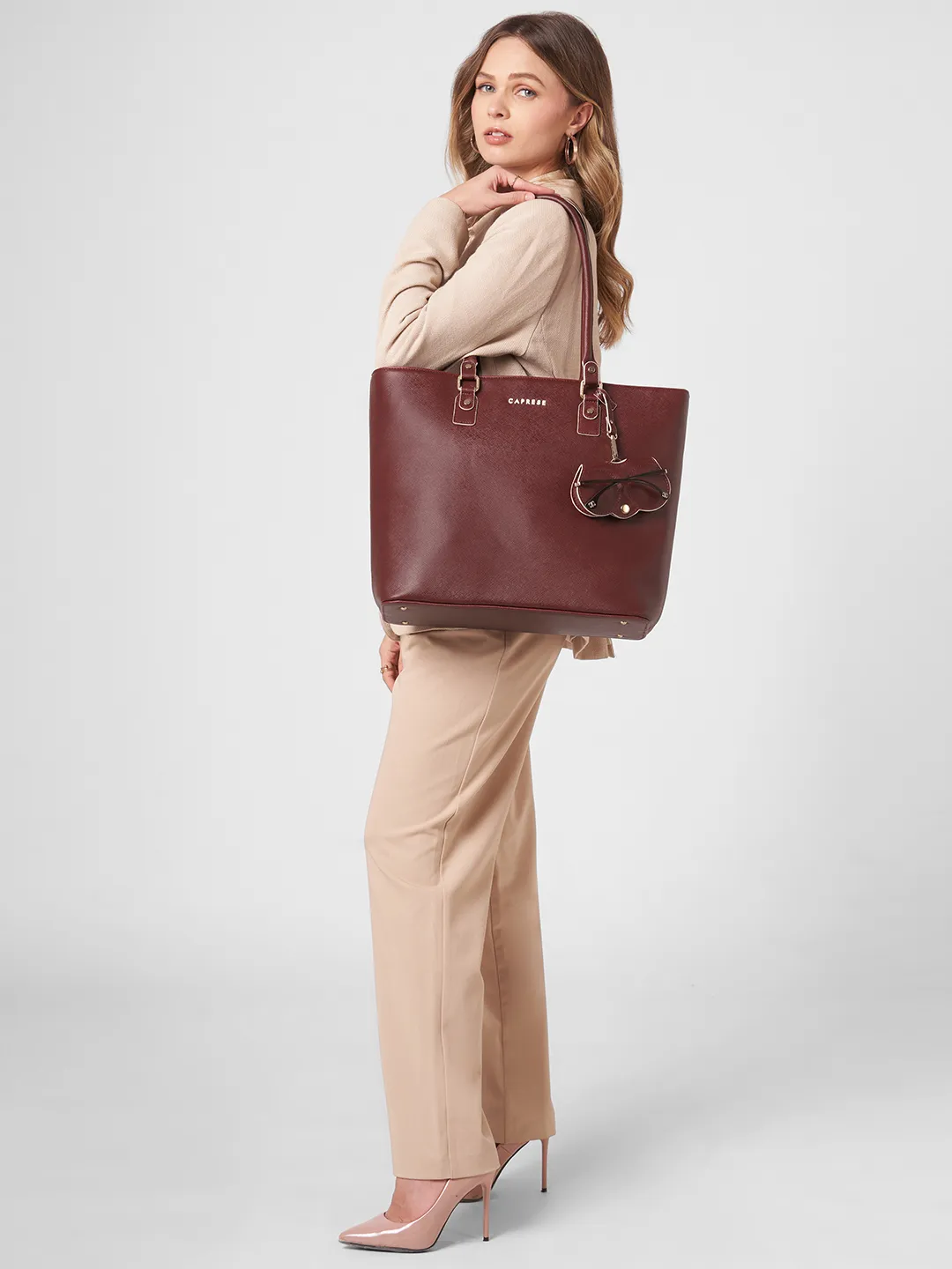 Caprese Lexi Large Cherry Lacquer Laptop Tote Bag - Image 11