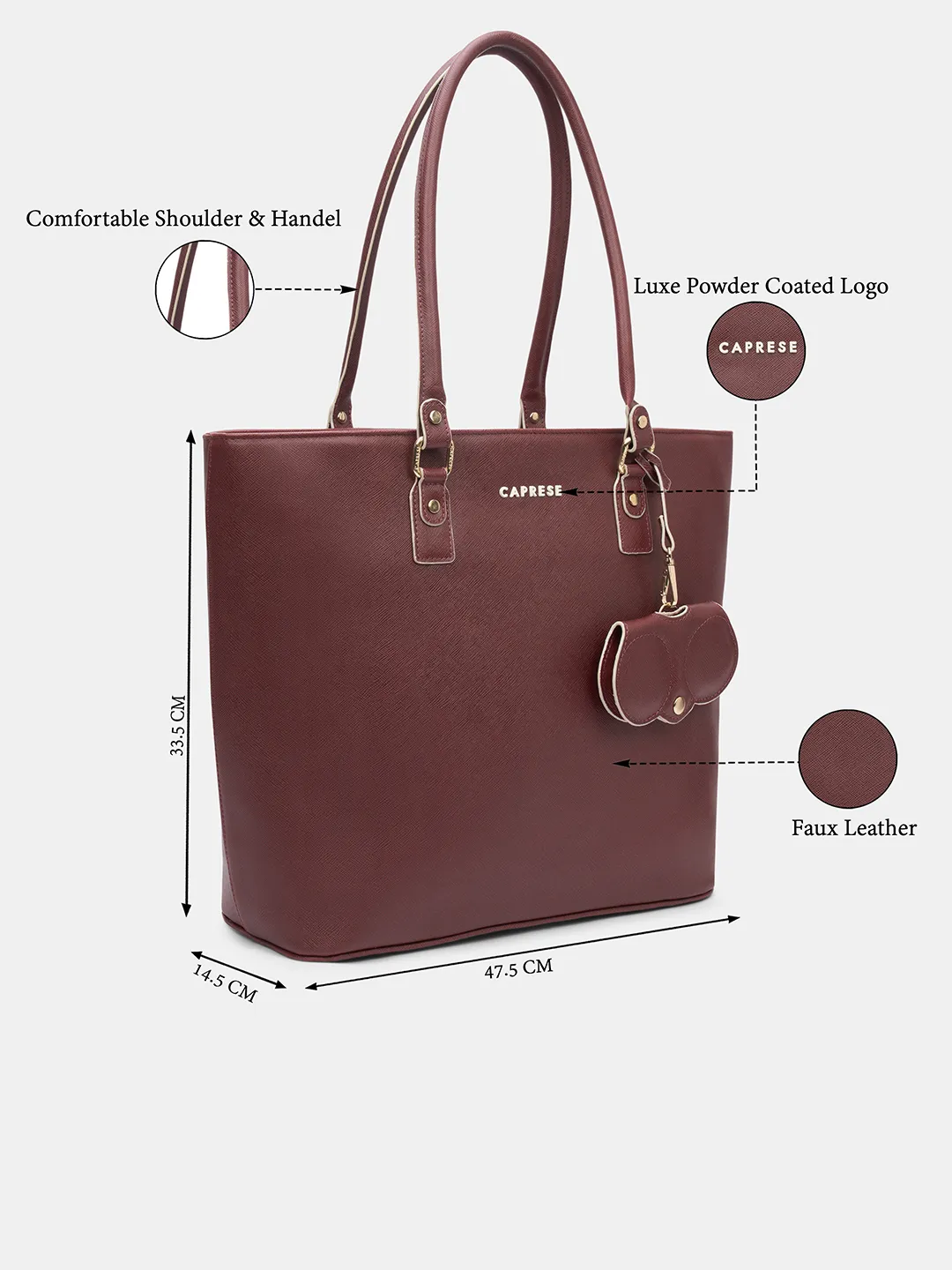 Caprese Lexi Large Cherry Lacquer Laptop Tote Bag - Image 8