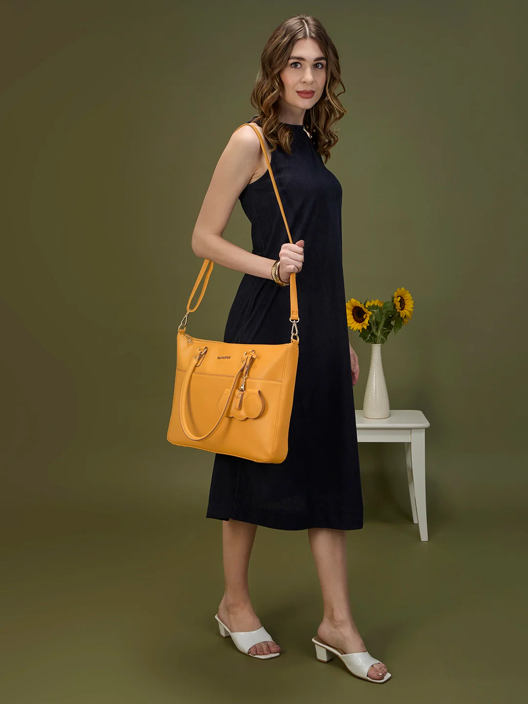 Caprese Lexi Large Musterd Laptop Bag - Image 13
