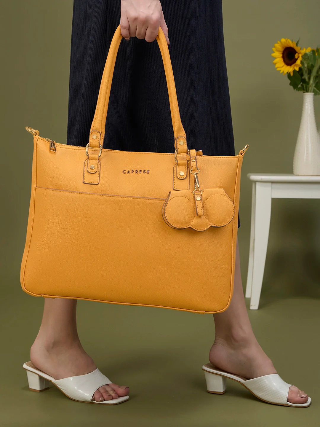 Caprese Lexi Large Musterd Laptop Bag - Image 14