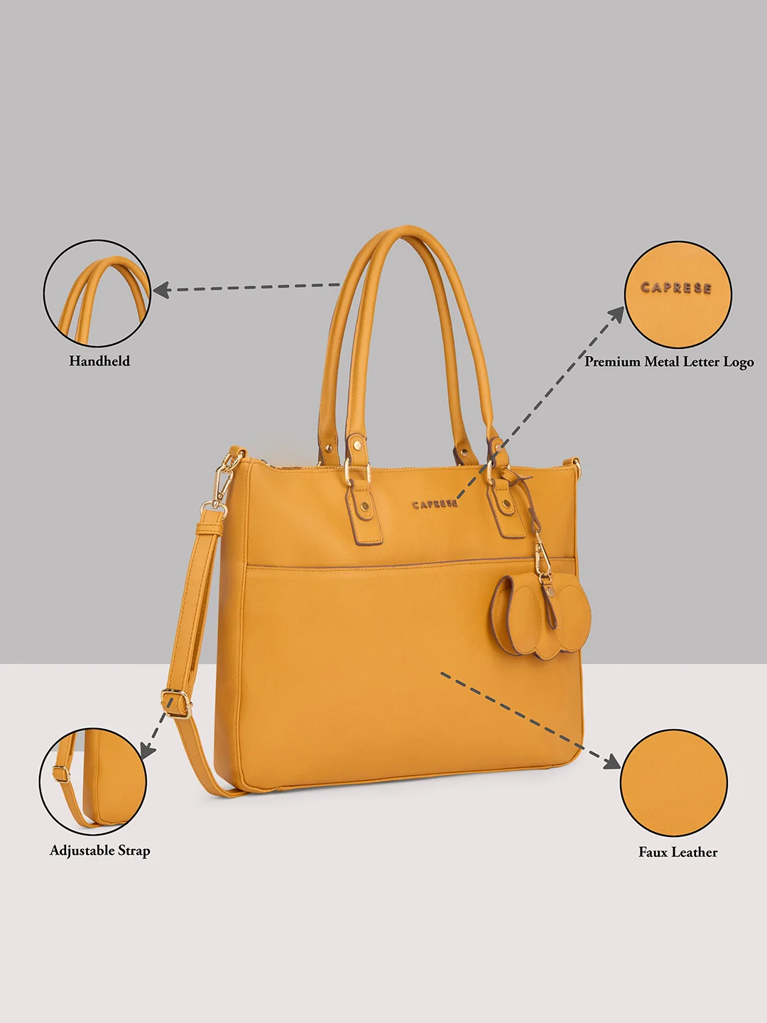 Caprese Lexi Large Musterd Laptop Bag - Image 16