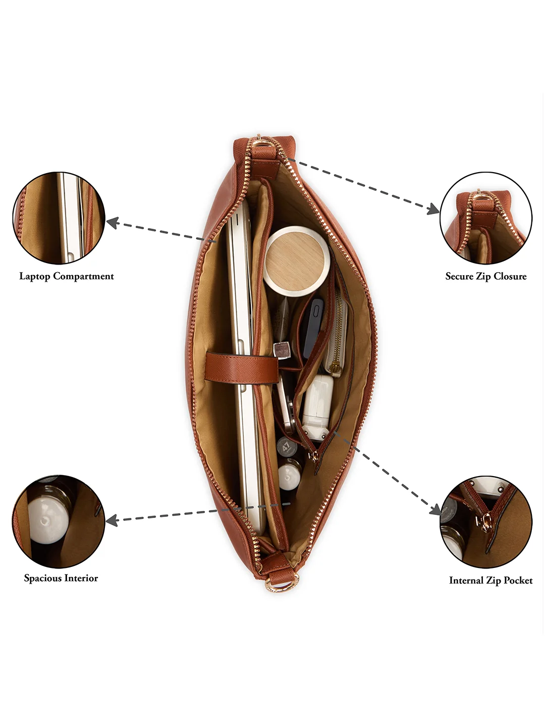 Caprese Lexi Large Tan Laptop Bag - Image 16