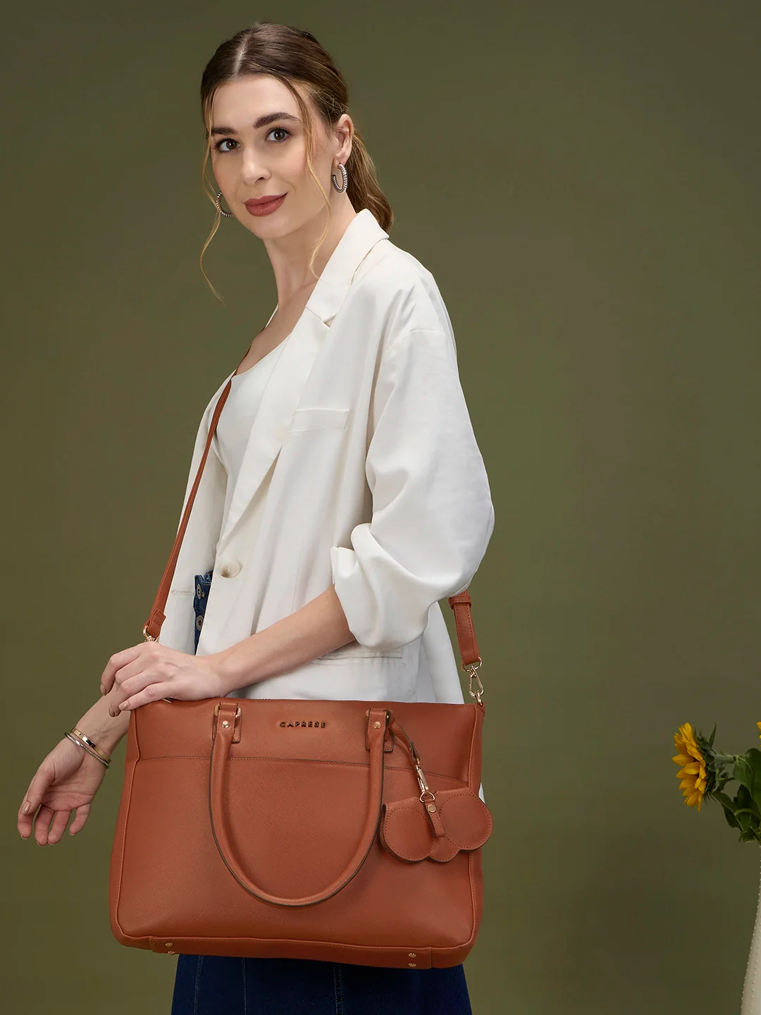 Caprese Lexi Large Tan Laptop Bag - Image 2