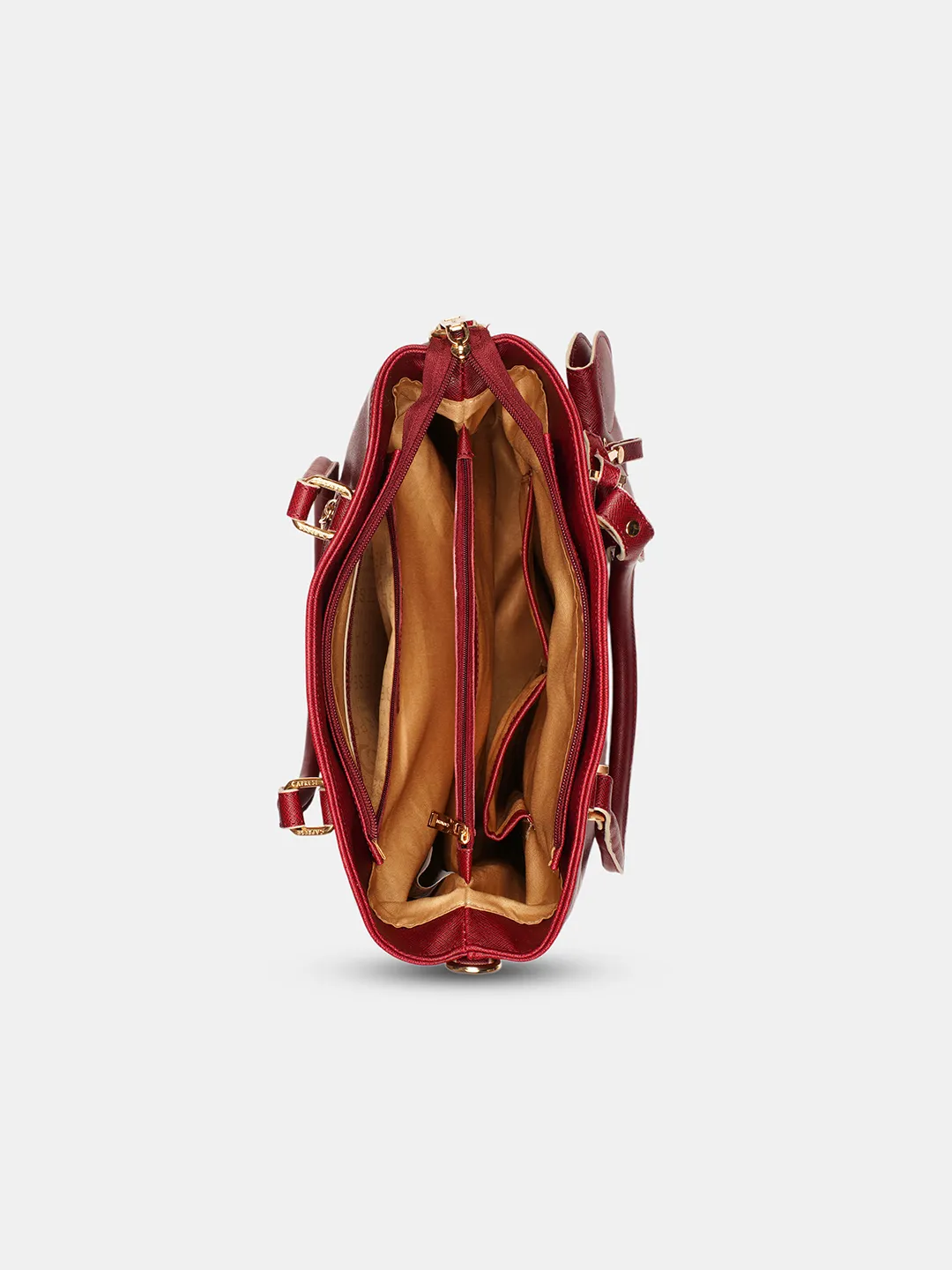 Caprese Lexi Medium Cherry Lacquer Satchel Bag - Image 6
