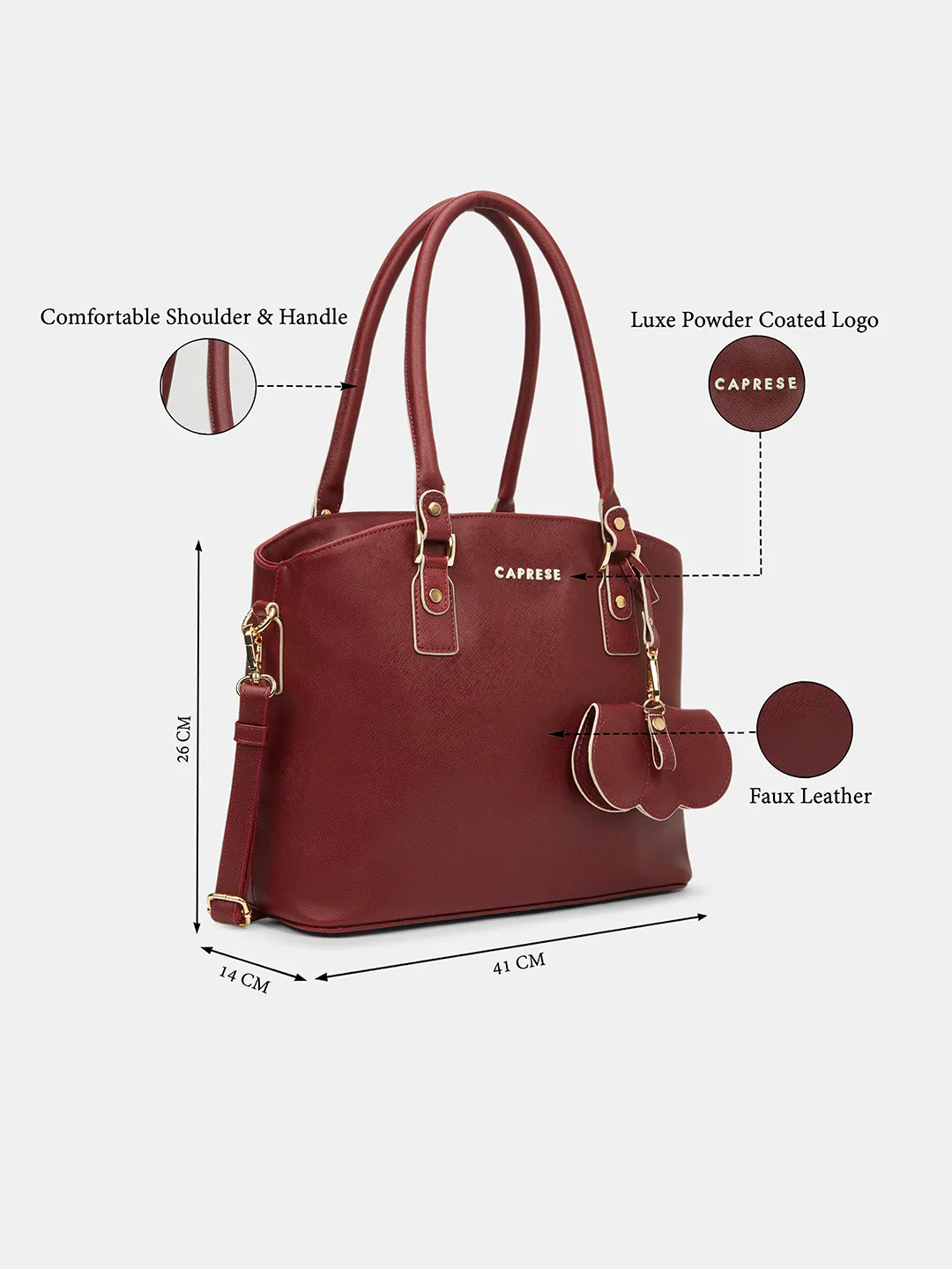 Caprese Lexi Medium Cherry Lacquer Satchel Bag - Image 8