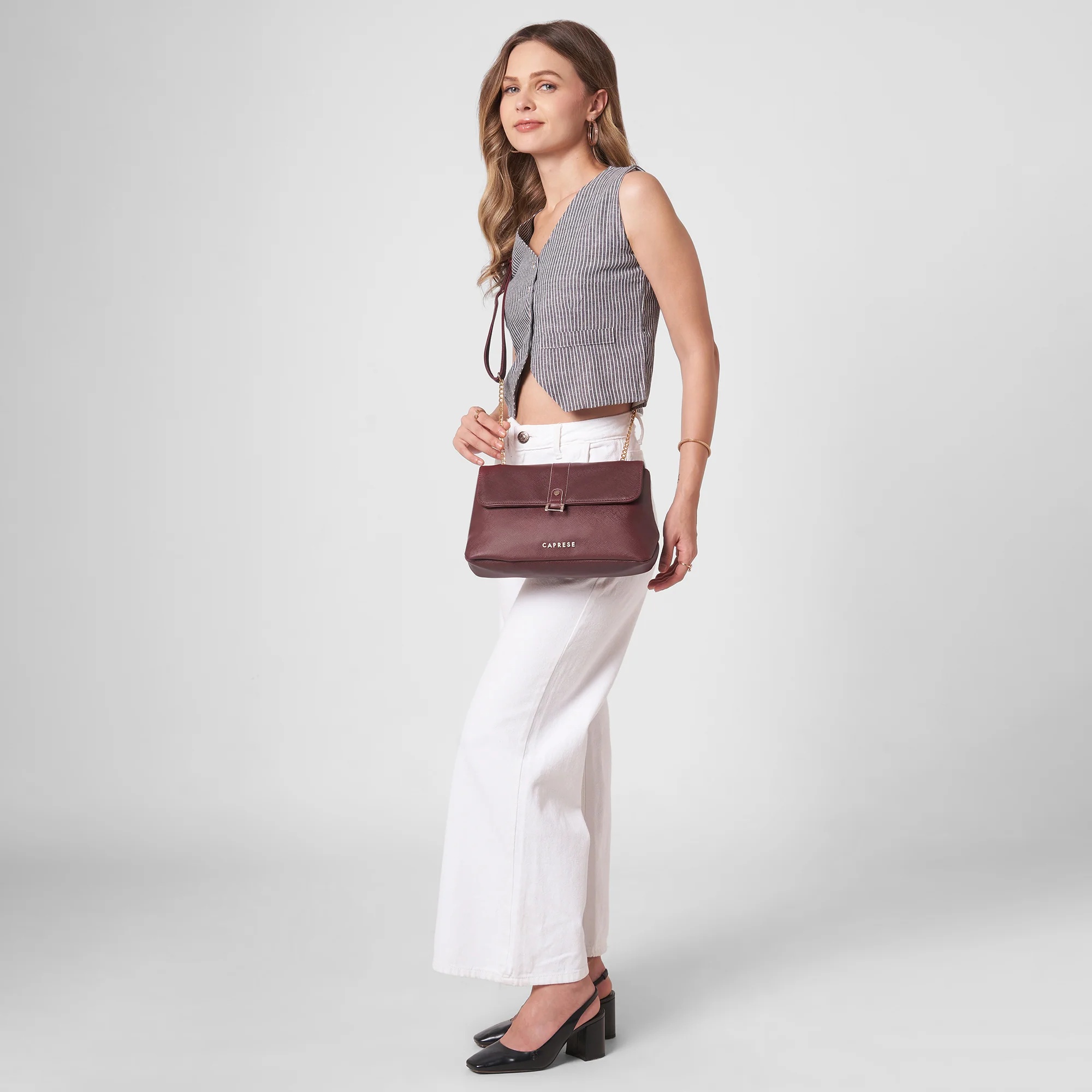 Caprese  Lexi Medium Cherry Lacquer Sling Bag - Image 9