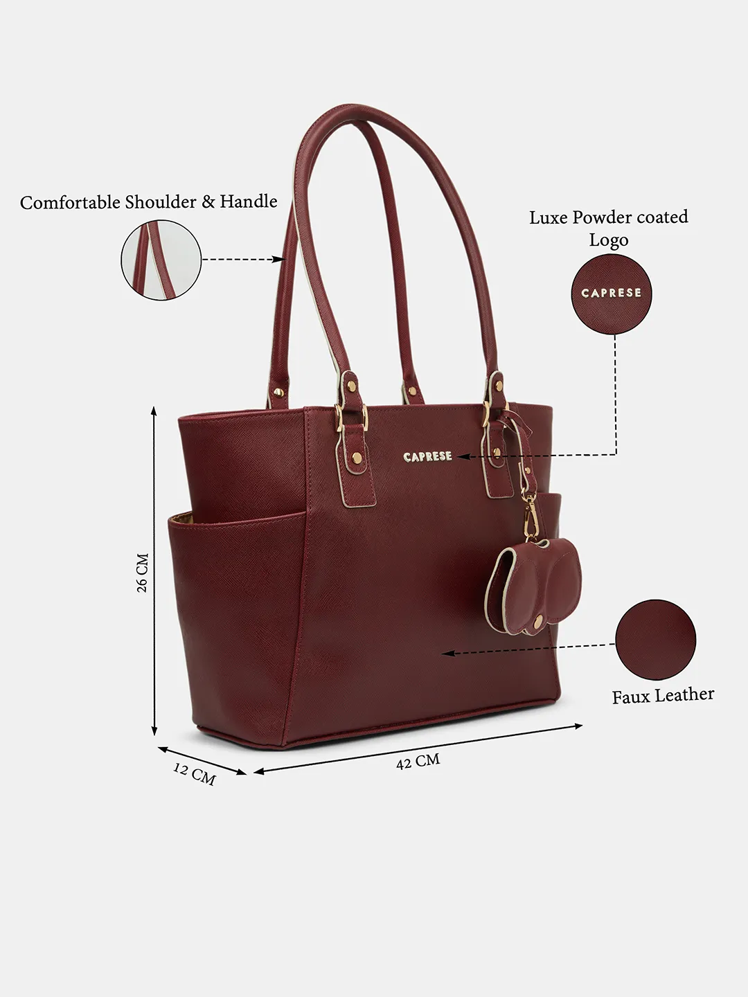 Caprese Lexi Medium Cherry Lacquer Tote Bag - Image 8